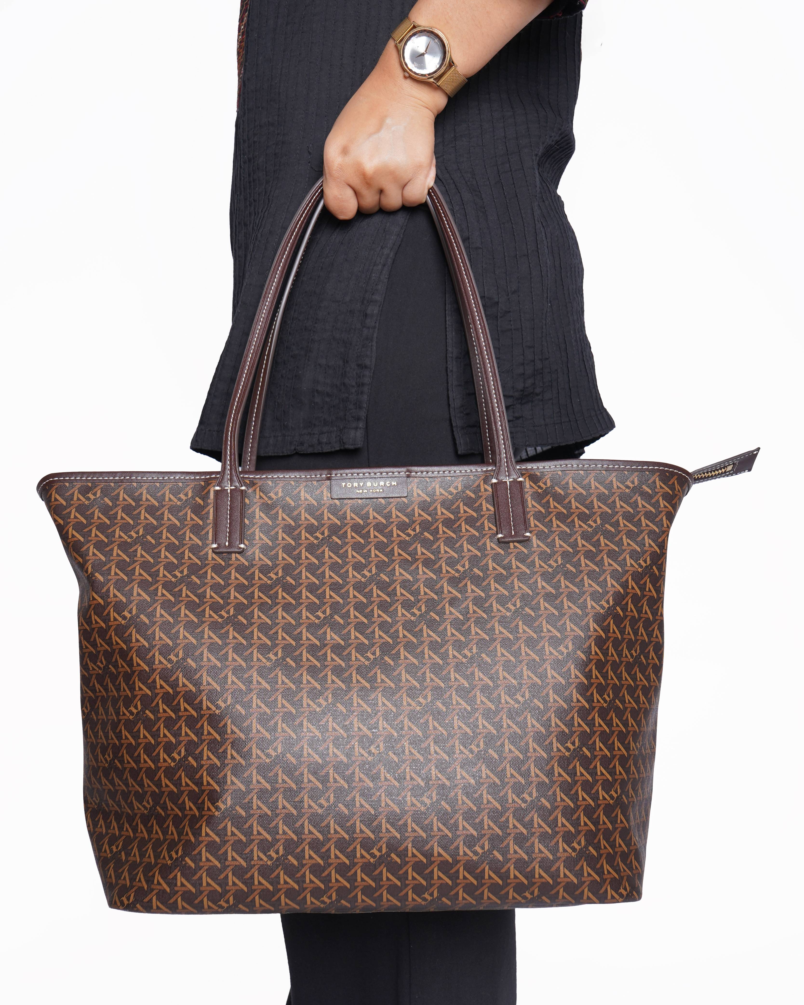 New Tory burch ever ready zip tote bag in brown