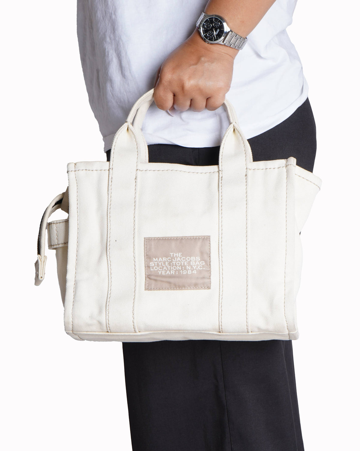 Marc Jacobs White Small Canvas Tote Bag