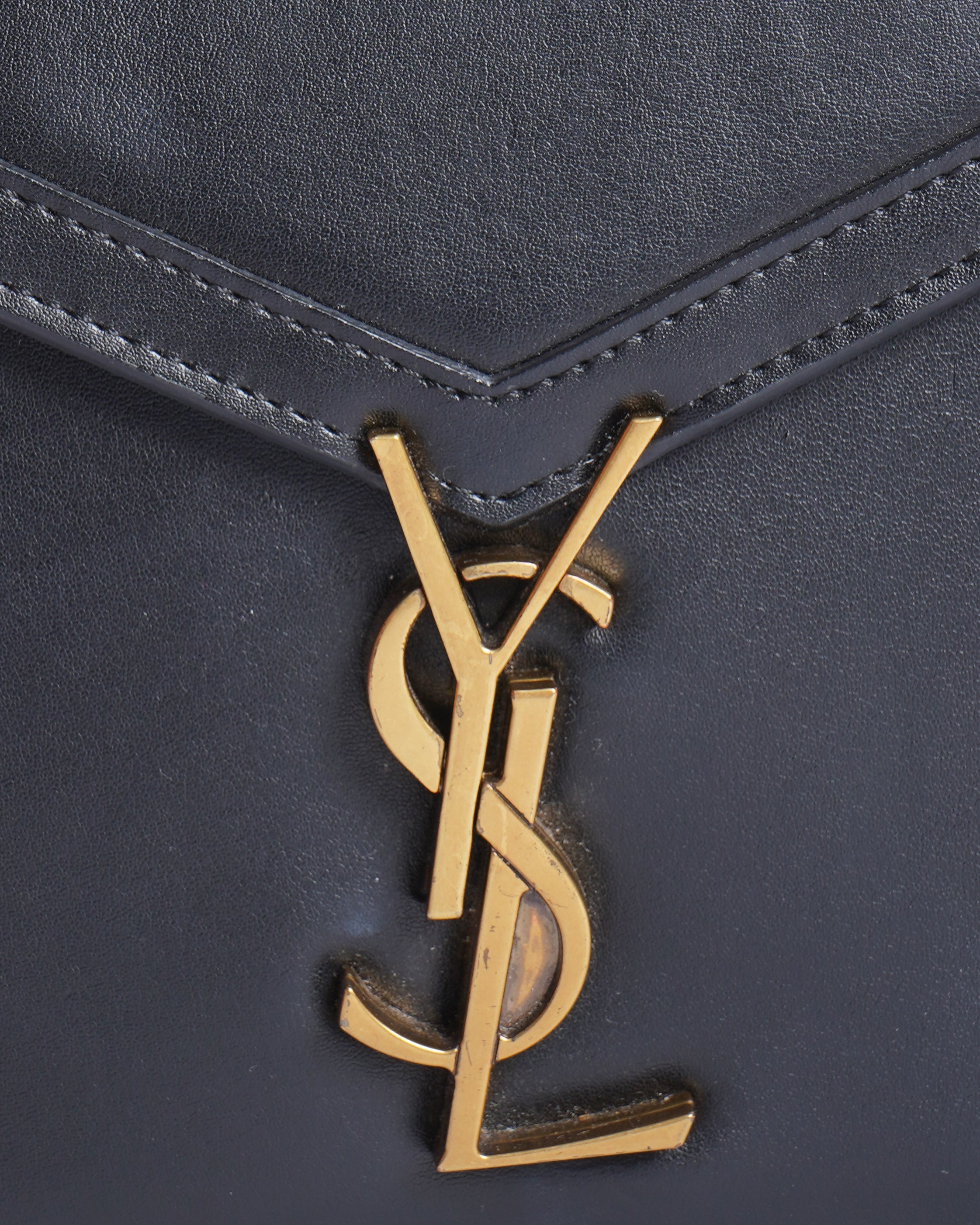 Saint laurent black enevlope crossbody bag with gold hardware