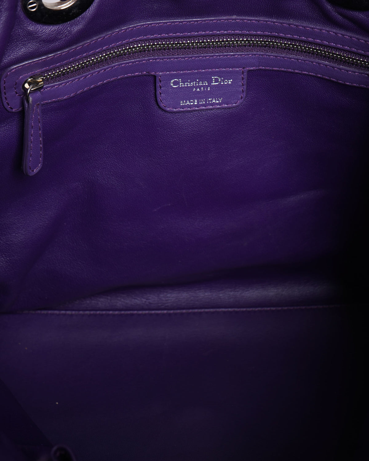 Christian Dior Purple Soft Leather Top Handle Woven Tote