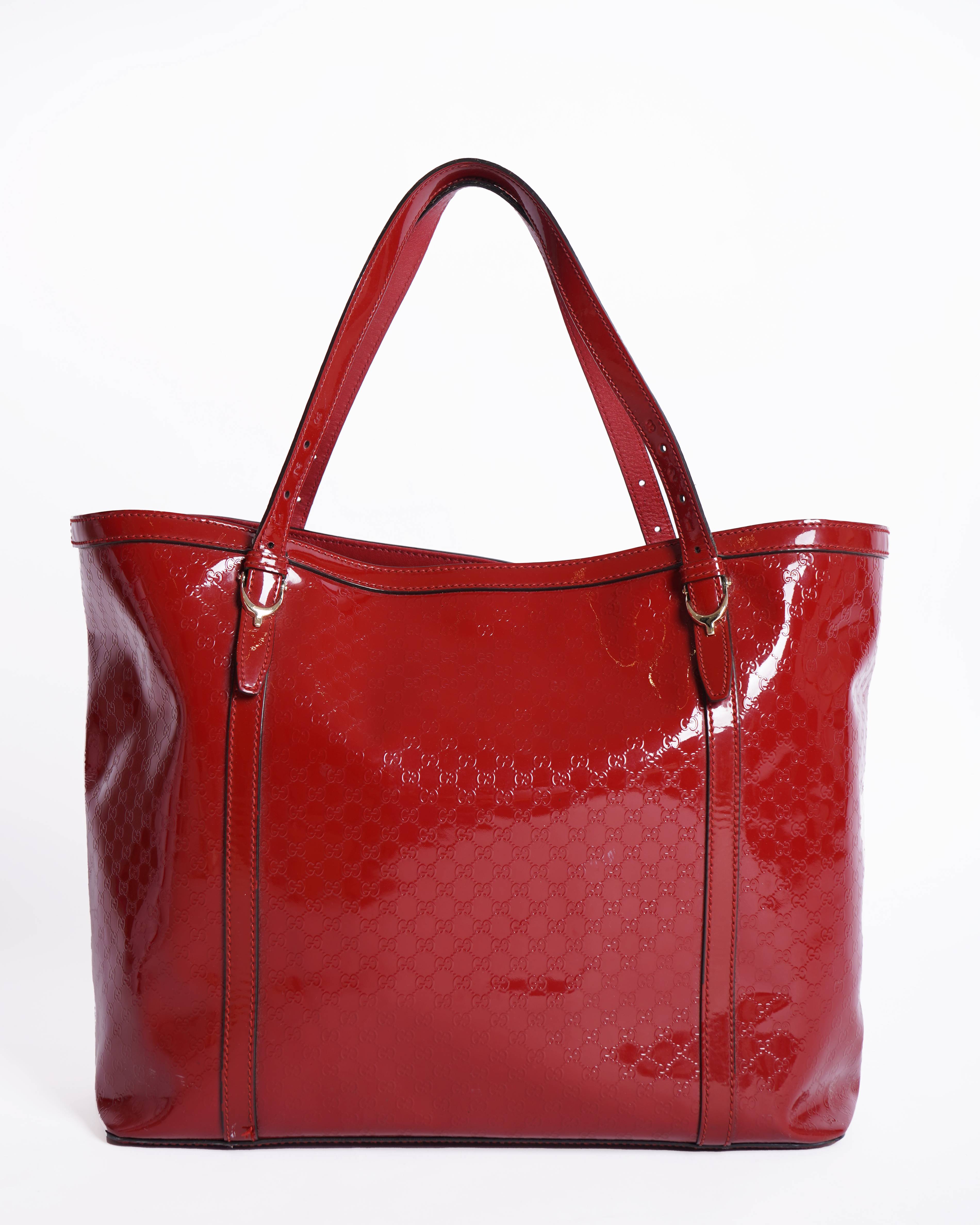 Gucci Red Microguccissima Patent Leather Medium Nice Tote