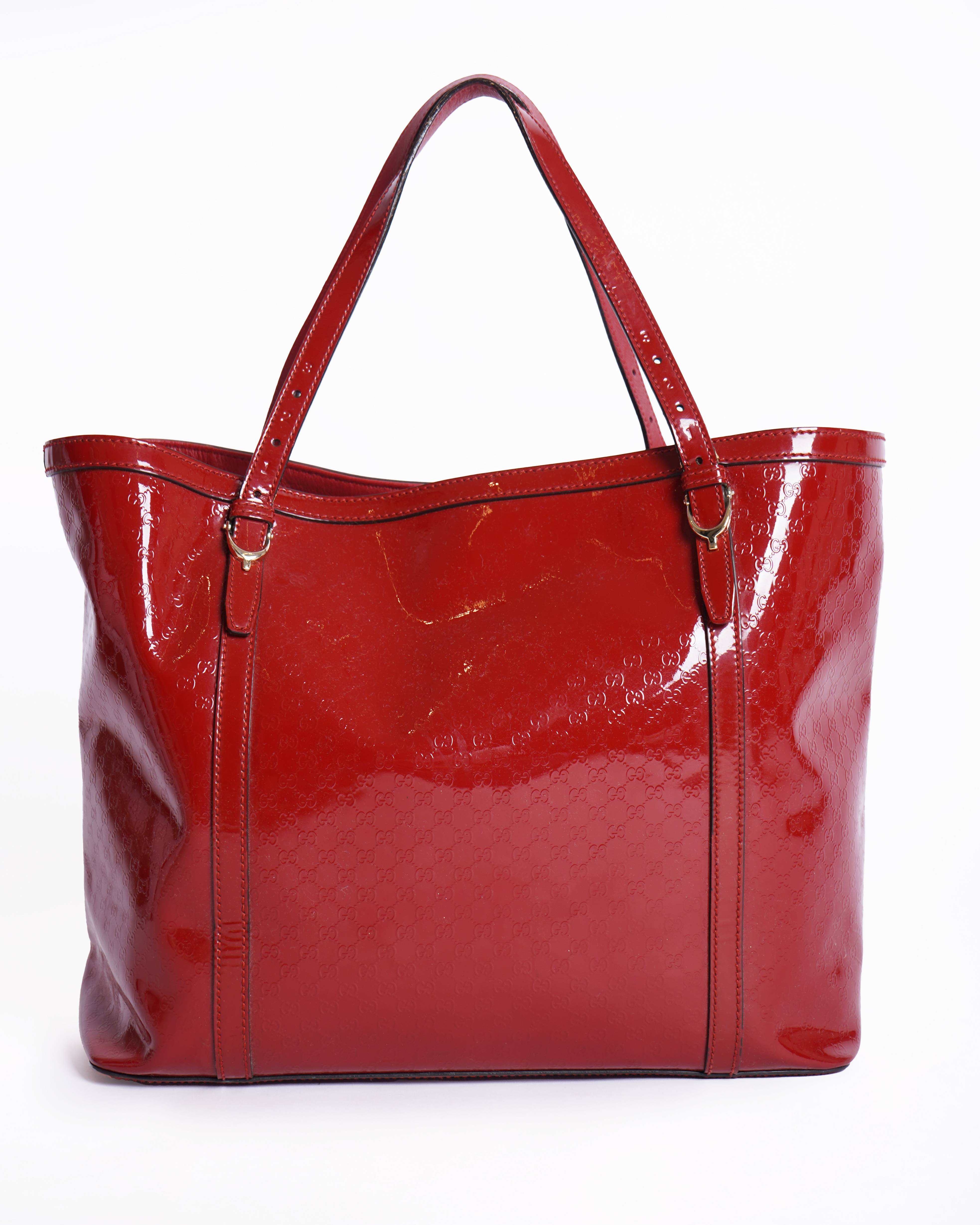 Gucci Red Microguccissima Patent Leather Medium Nice Tote