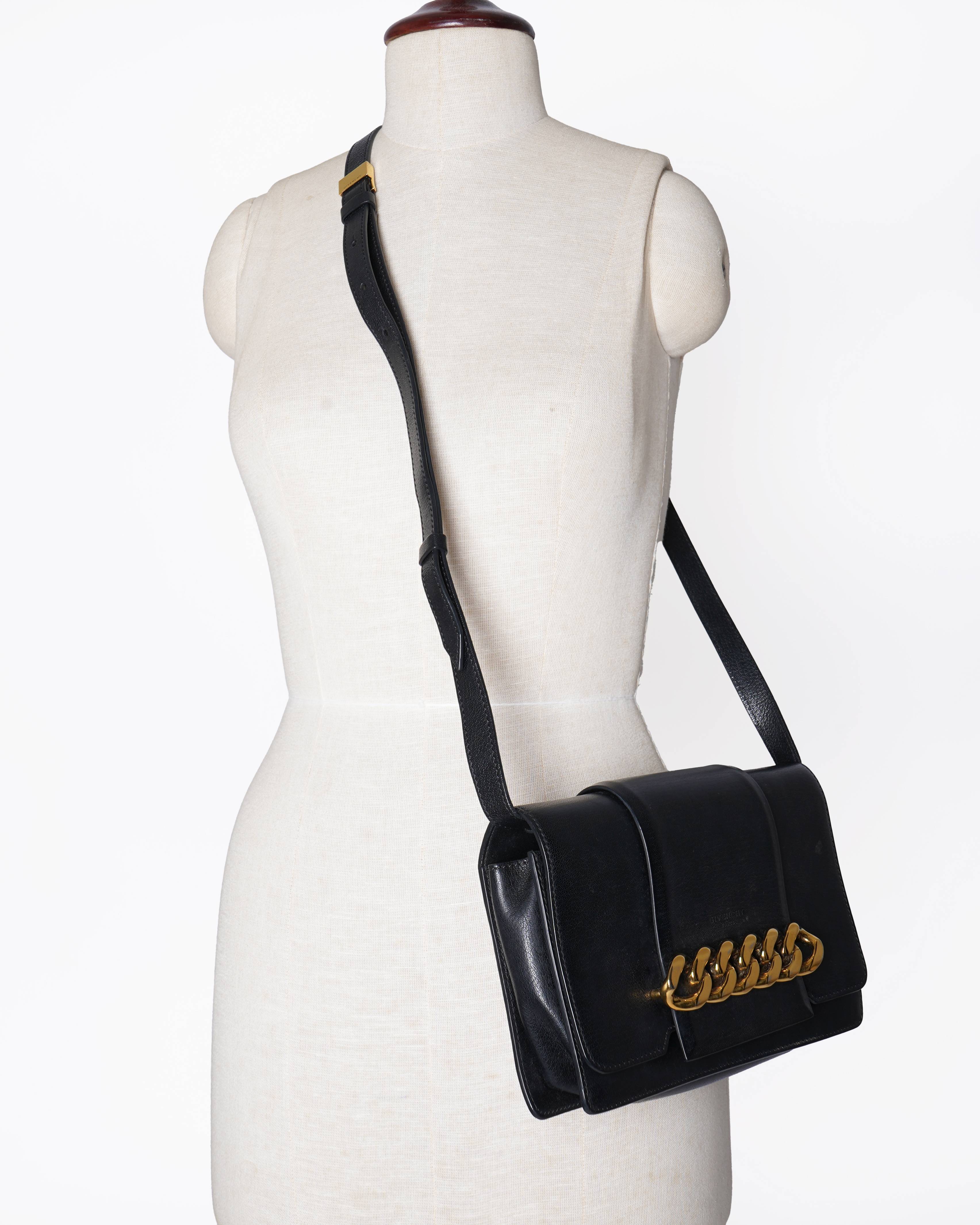 Givenchy Black Goatskin Leather Infinity Flap Crossbody Bag