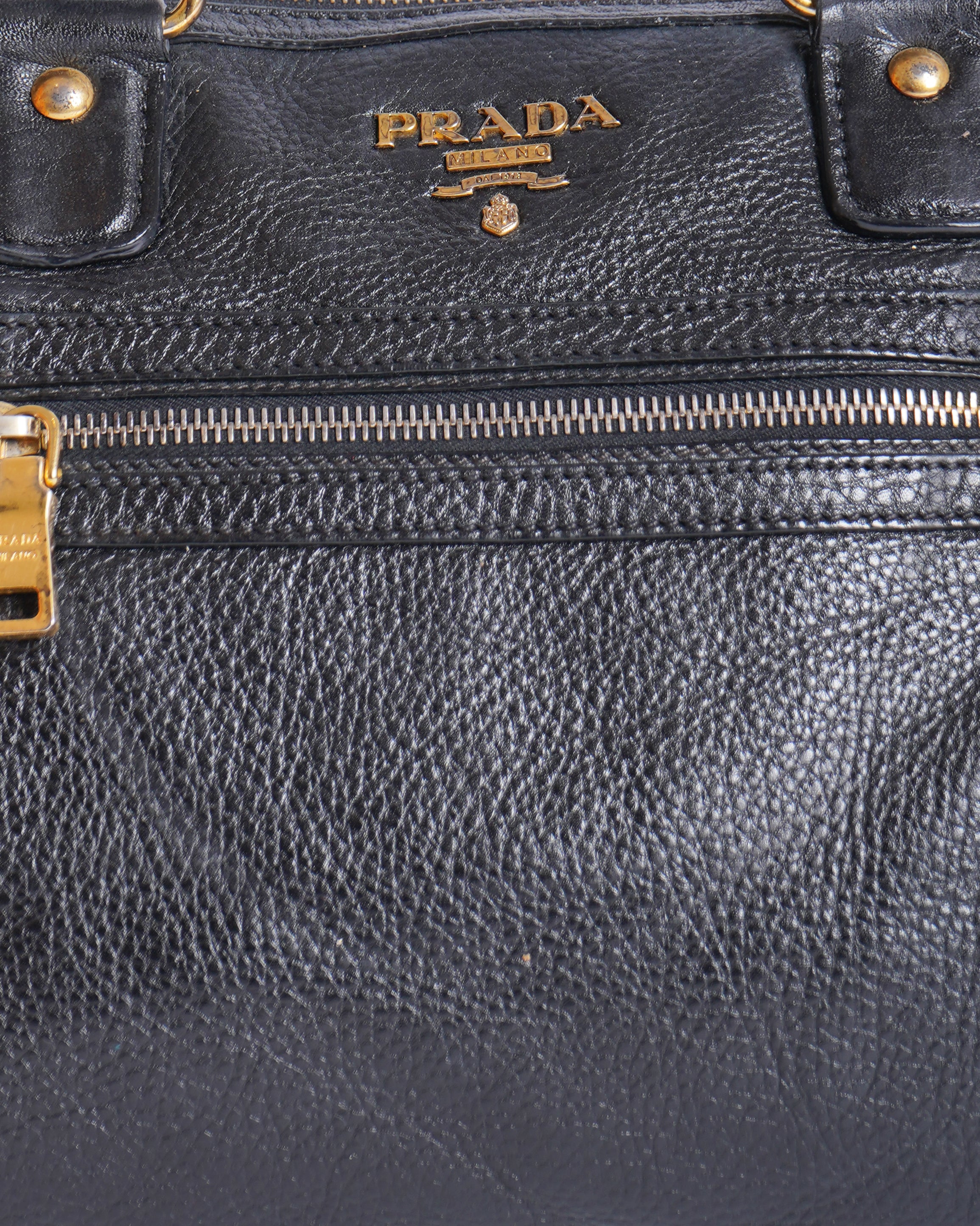 Prada Black Pebbled Leather Satchel