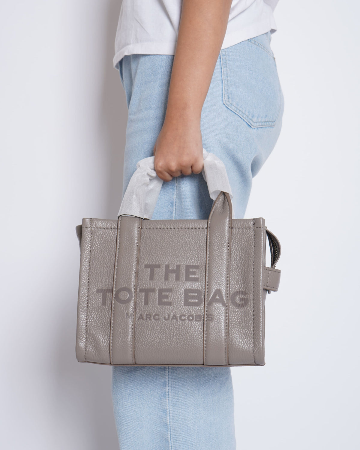 New Marc jacobs leather medium tote bag in grey