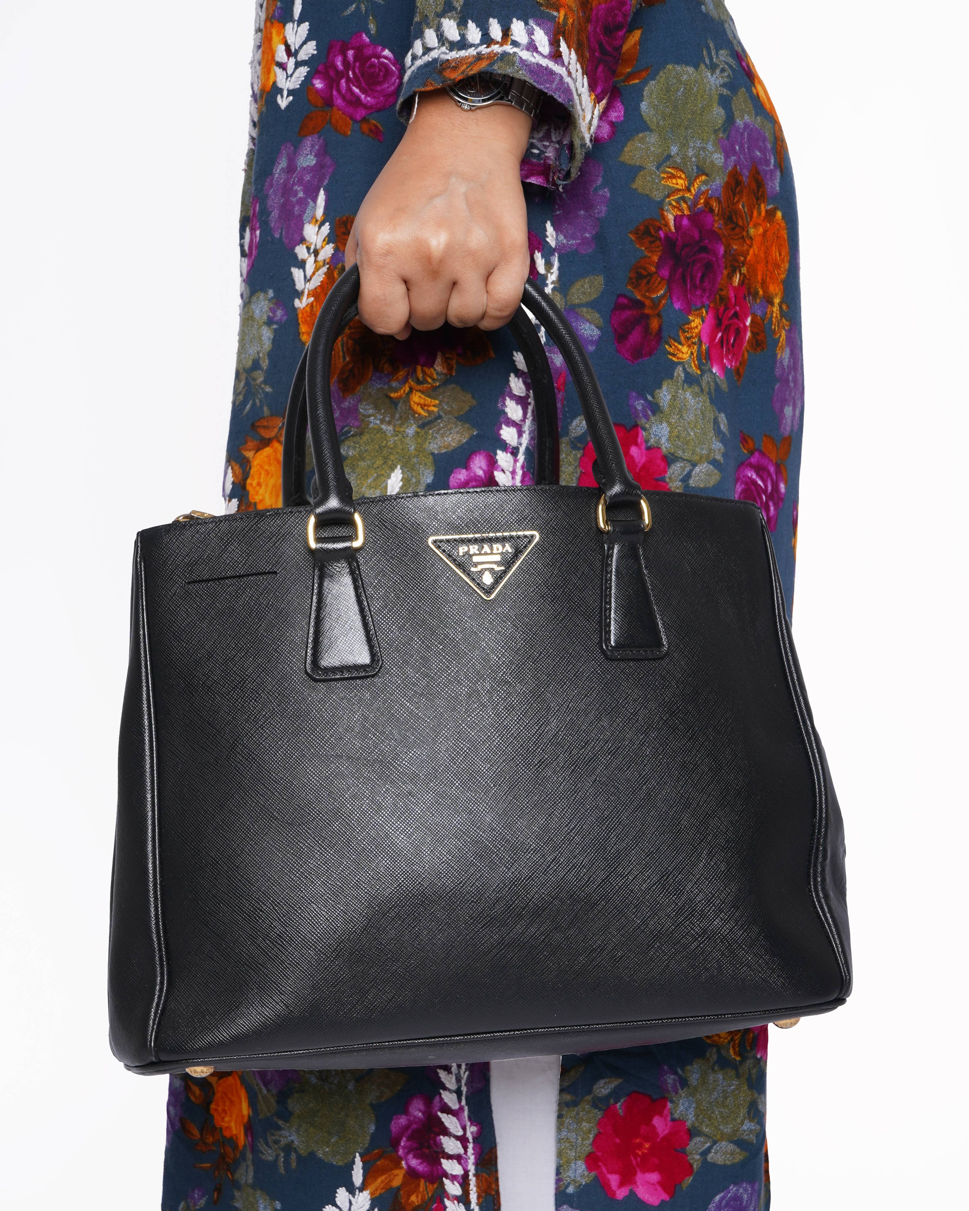 Prada Galleria Saffiano Black Tote Bag