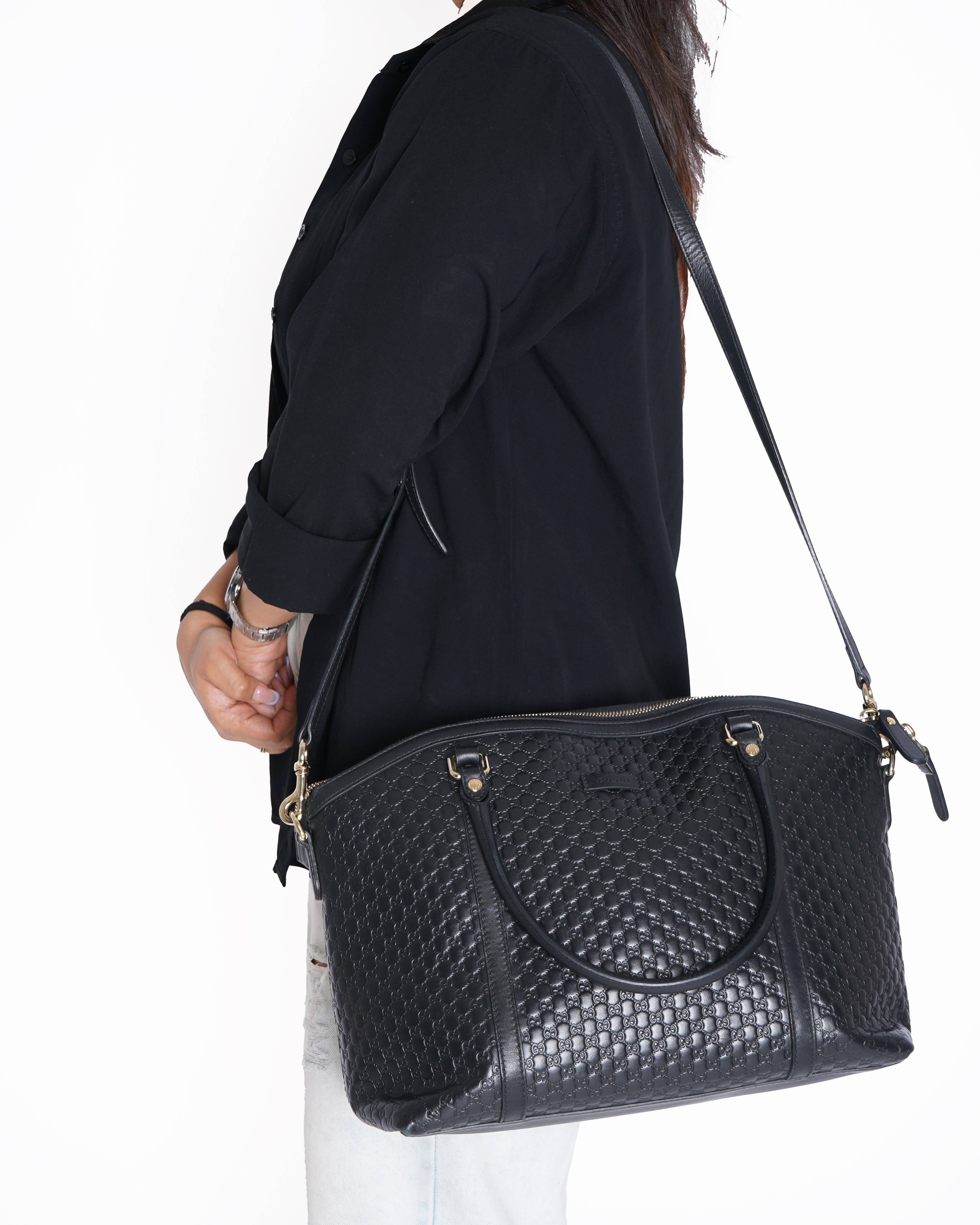 Gucci Black Microguccissima Leather Large Dome Satchel