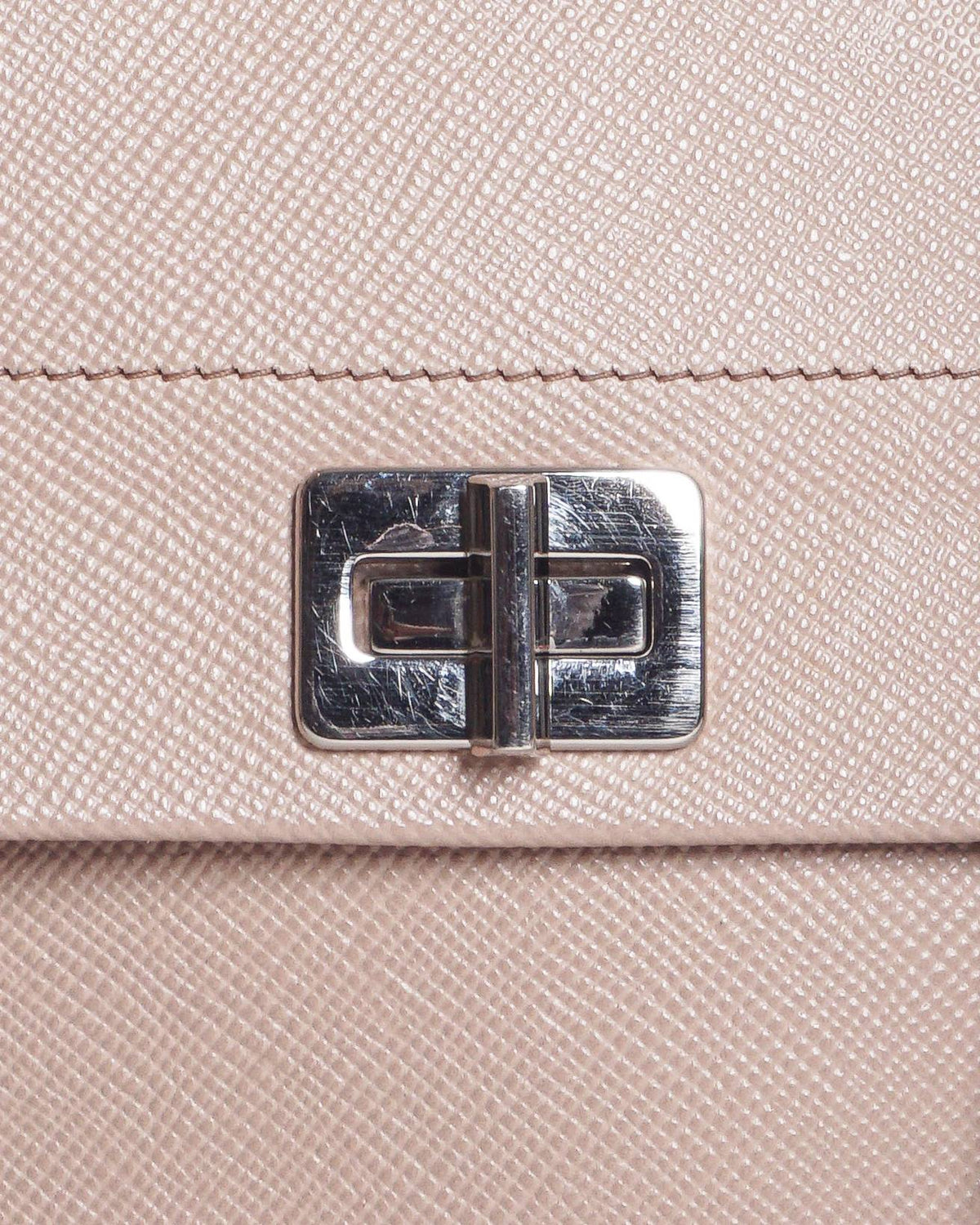Prada Beige Saffiano Leather Turn-Lock Shoulder Bag
