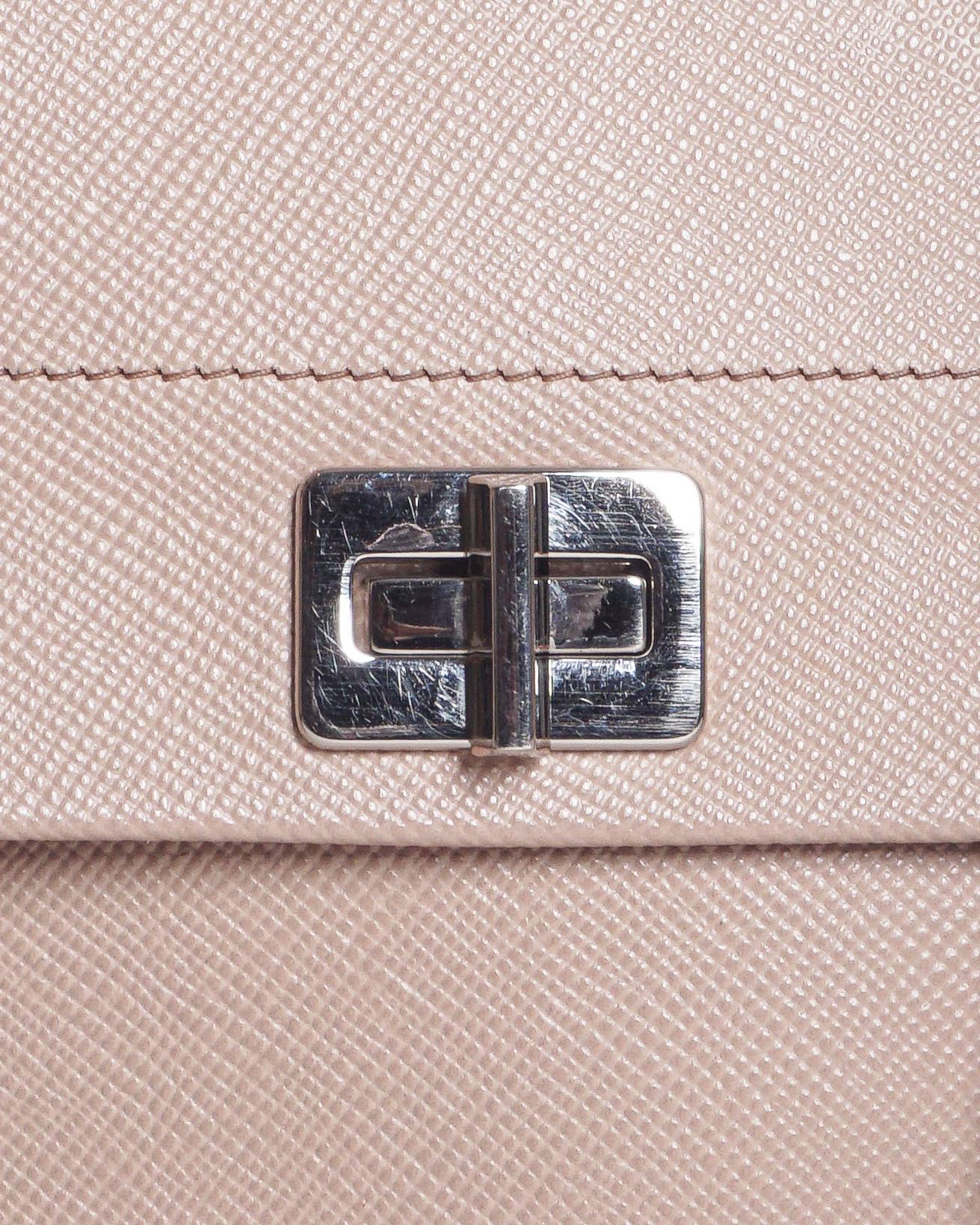 Prada Beige Saffiano Leather Turn-Lock Shoulder Bag