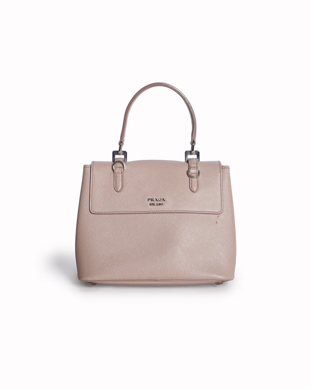 Prada Beige Saffiano Leather Turn-Lock Shoulder Bag