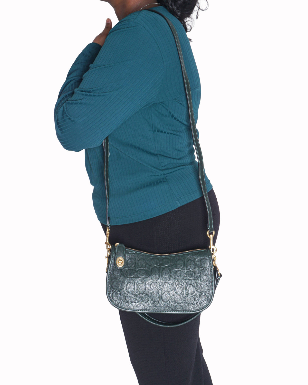 Coach Swinger Shoulder Bag in Signature Debossed Leather