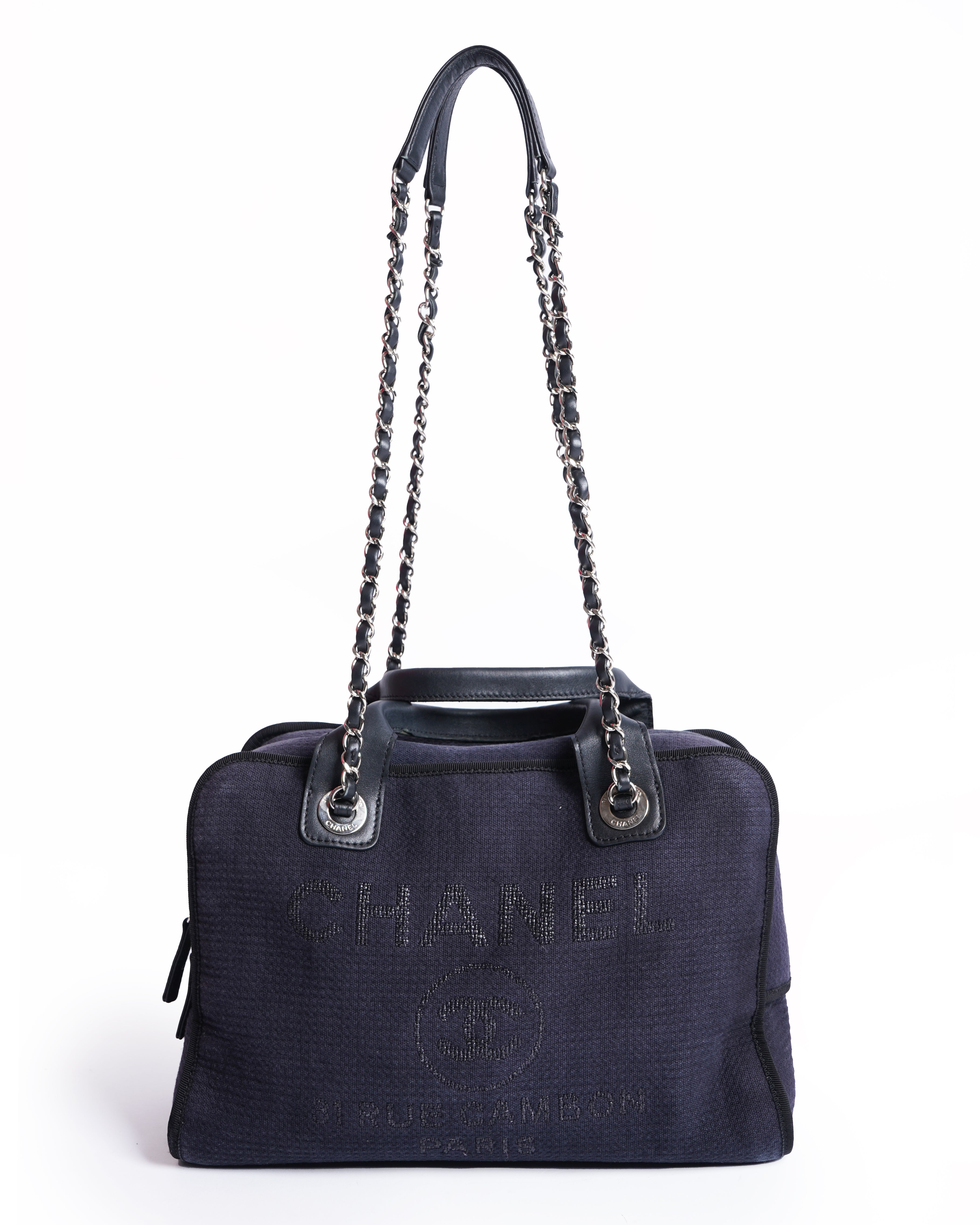 Chanel deauville bowling bag in blue