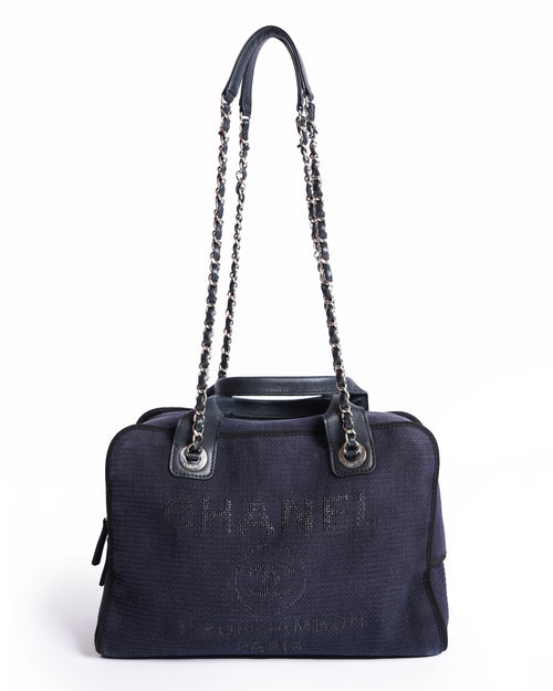 Chanel deauville bowling bag in blue
