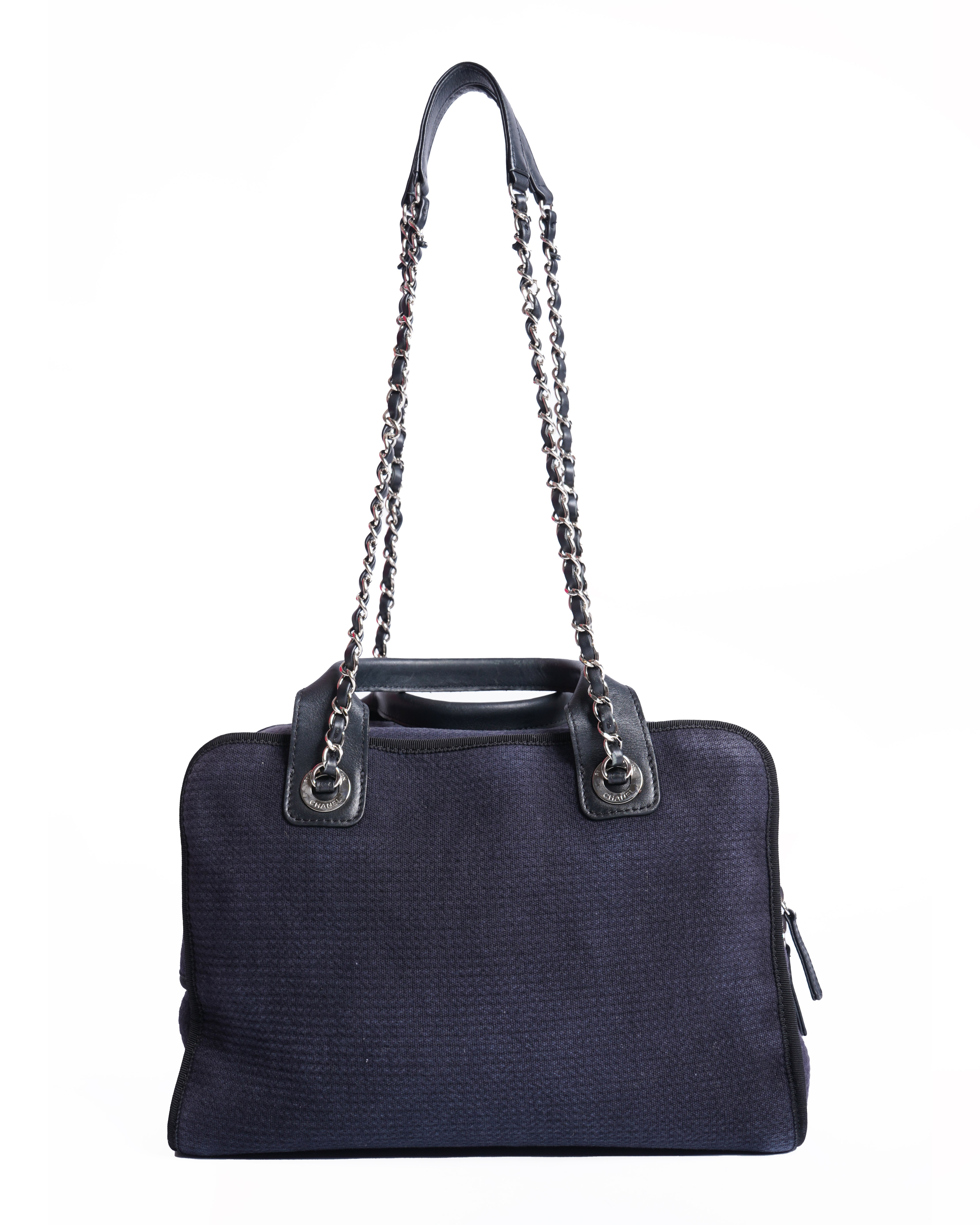 Chanel deauville bowling bag in blue