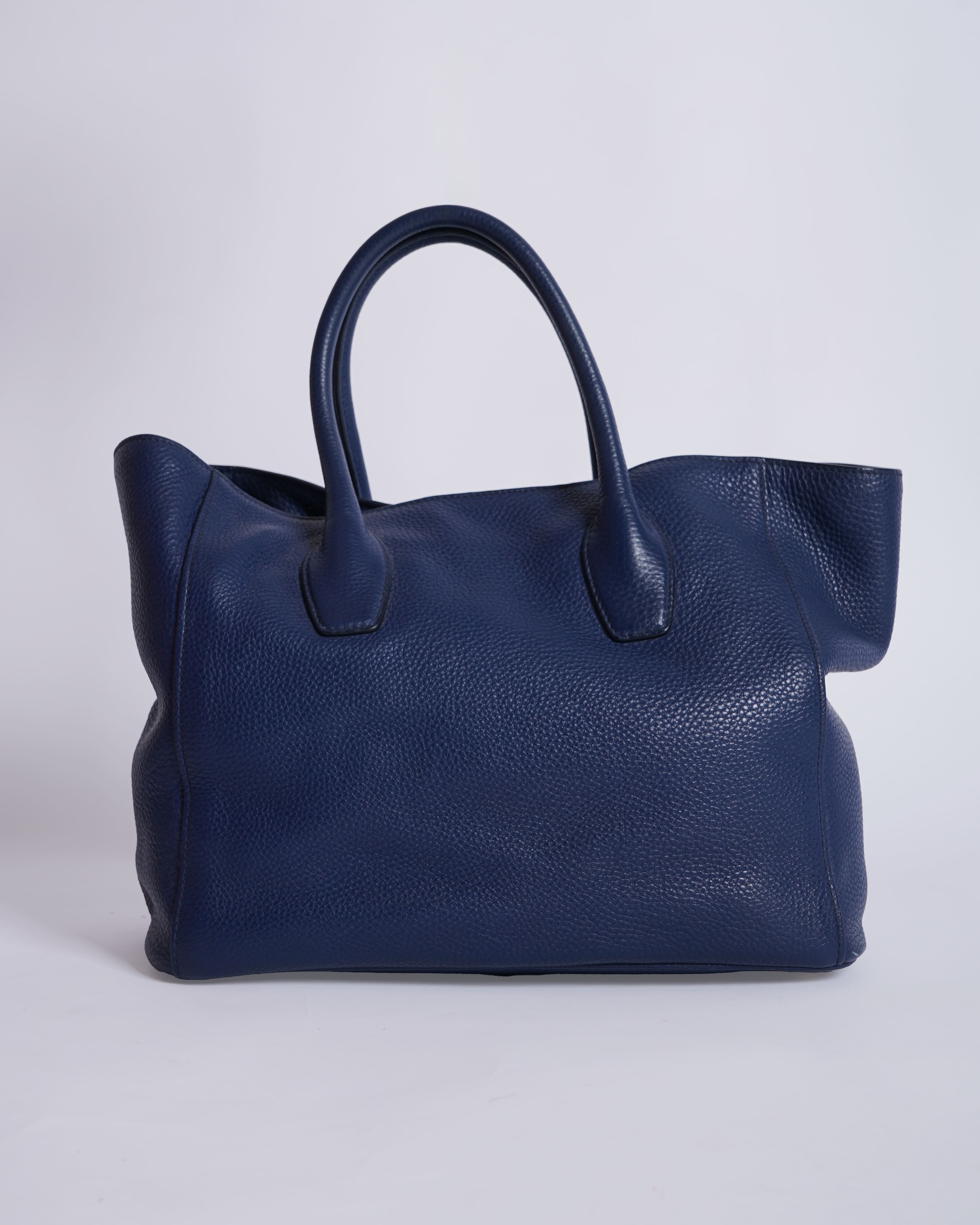 Prada Vitello Blue Tote & Shoulder Bag