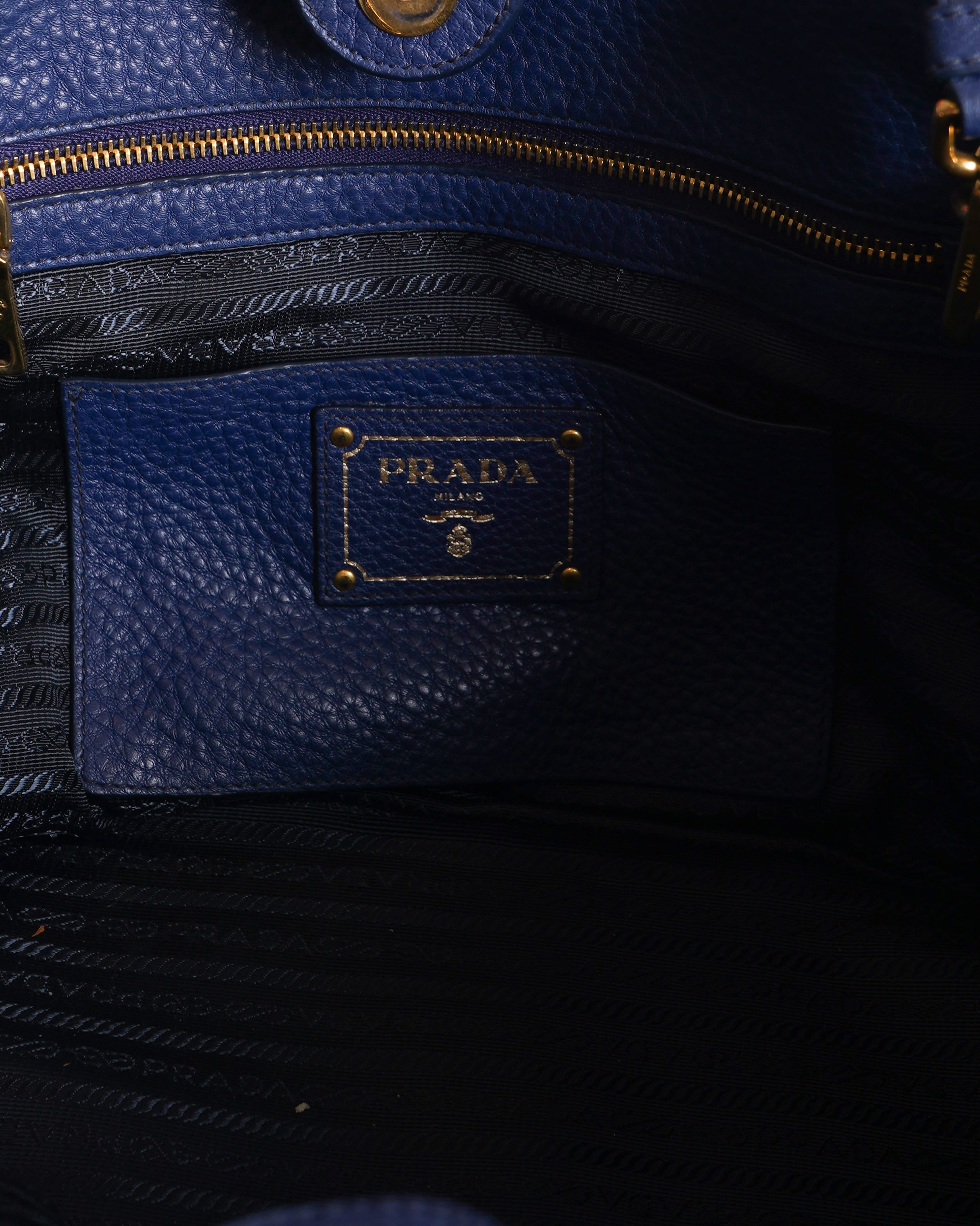 Prada Vitello Blue Tote & Shoulder Bag
