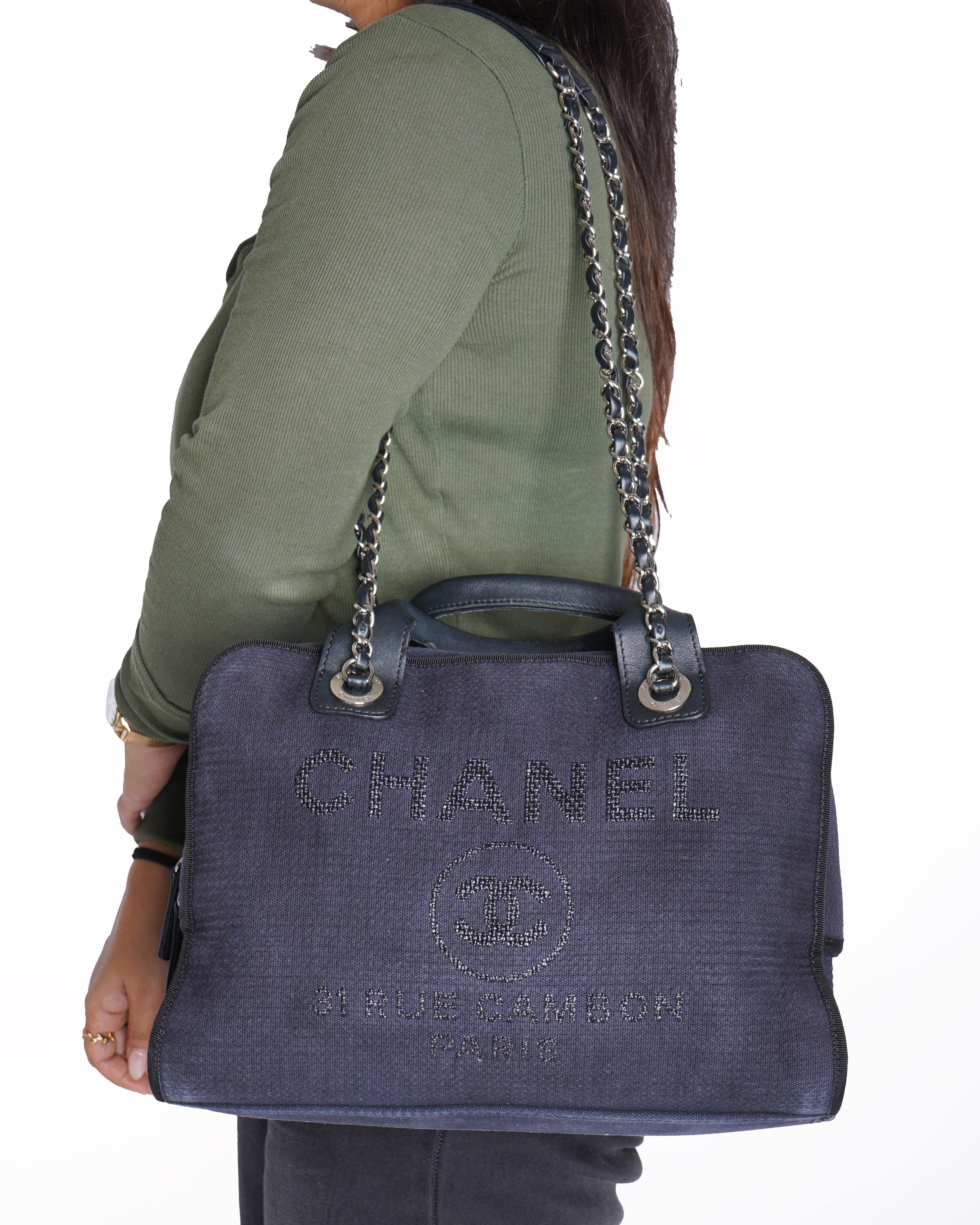 Chanel deauville bowling bag in blue