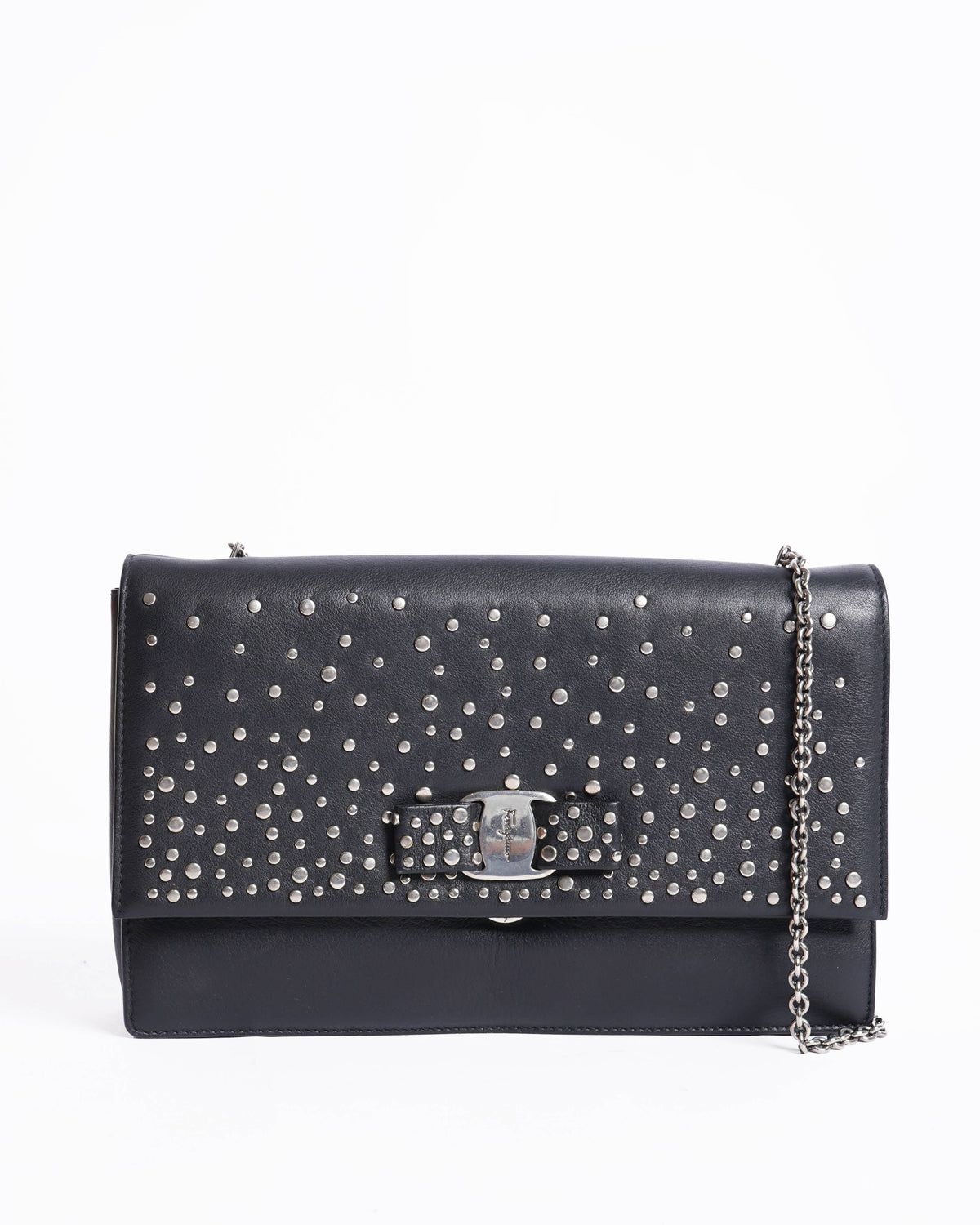 Salvatore ferragamo black ginny studded small crossbody bag