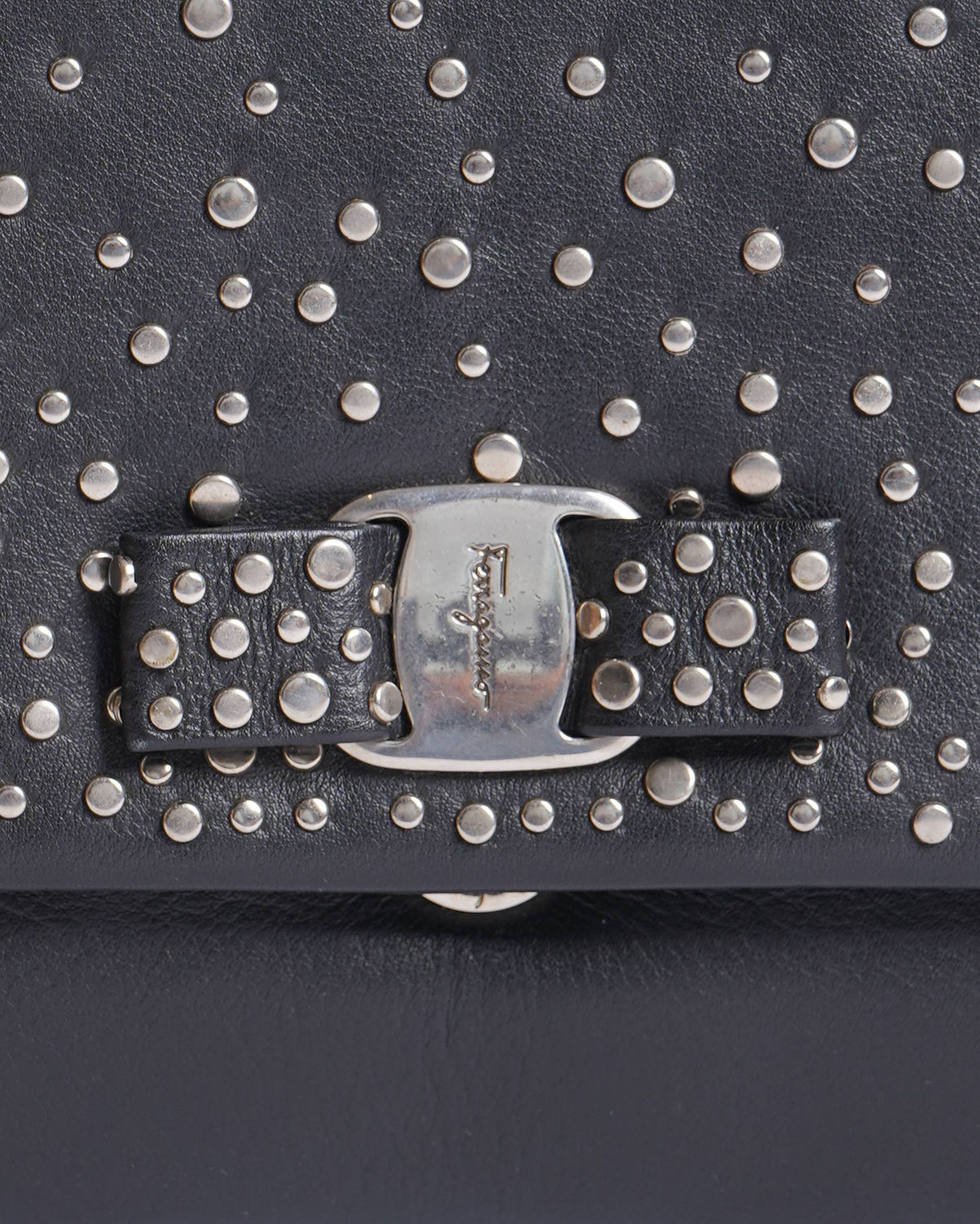 Salvatore ferragamo black ginny studded small crossbody bag