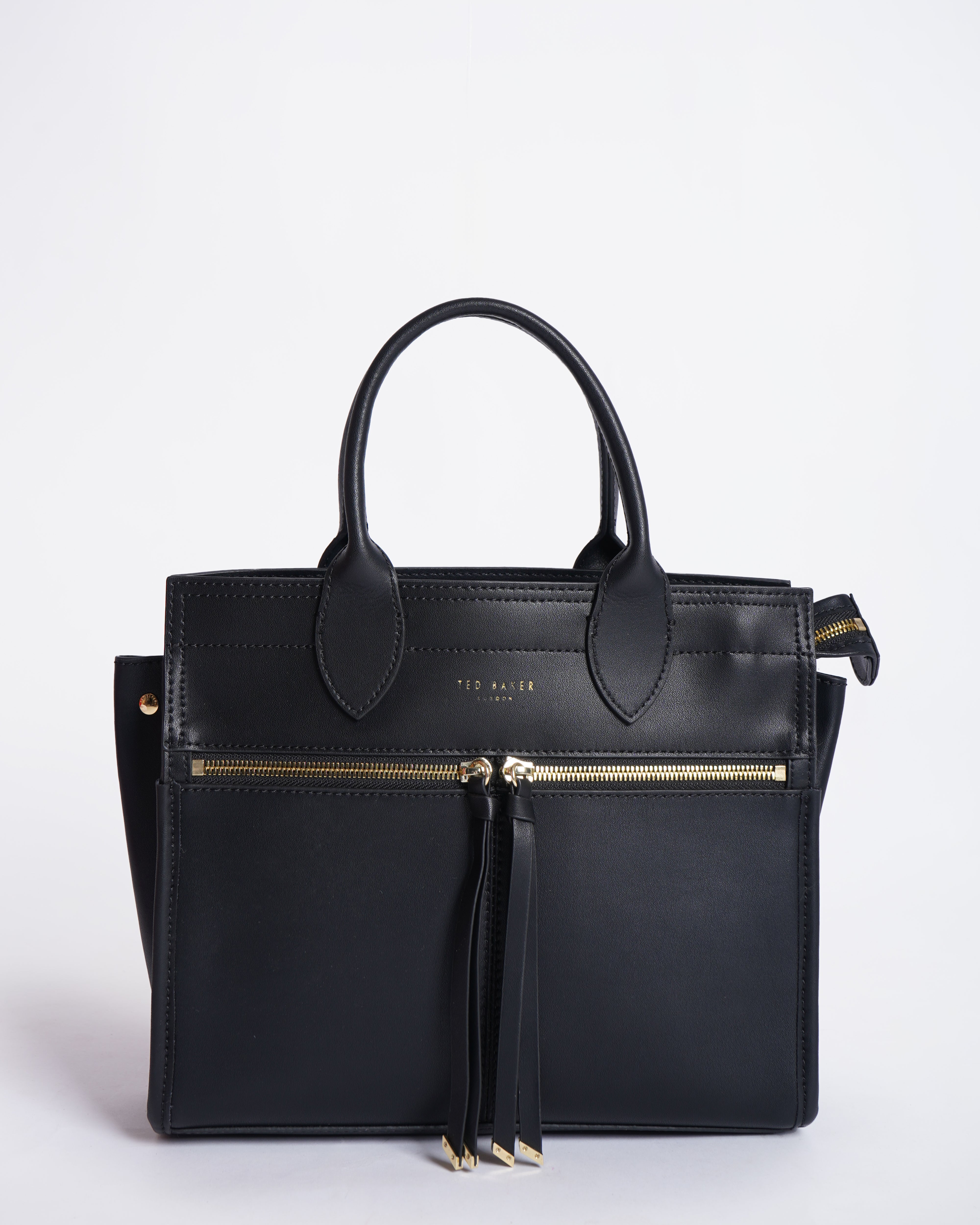 Ted baker black leather shopper handheld bag