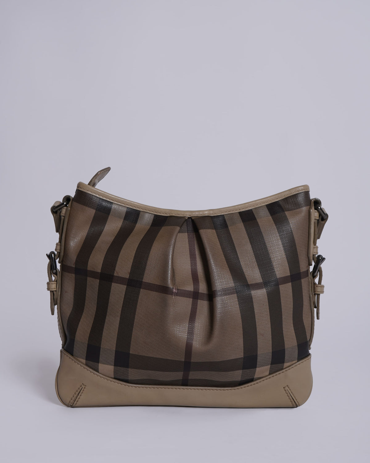 Burberry Beige/Grey Smoked Check Coated Canvas & Leather Hartham Shoulder Bag