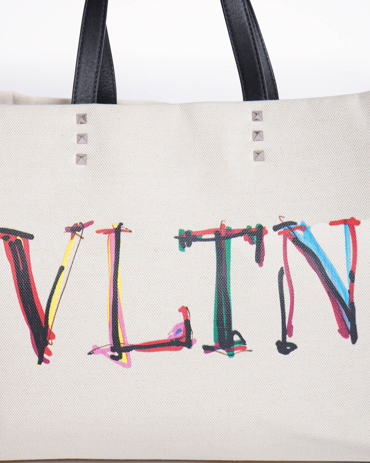 Valentino Garavani Black Multi-Color Tote Handbag