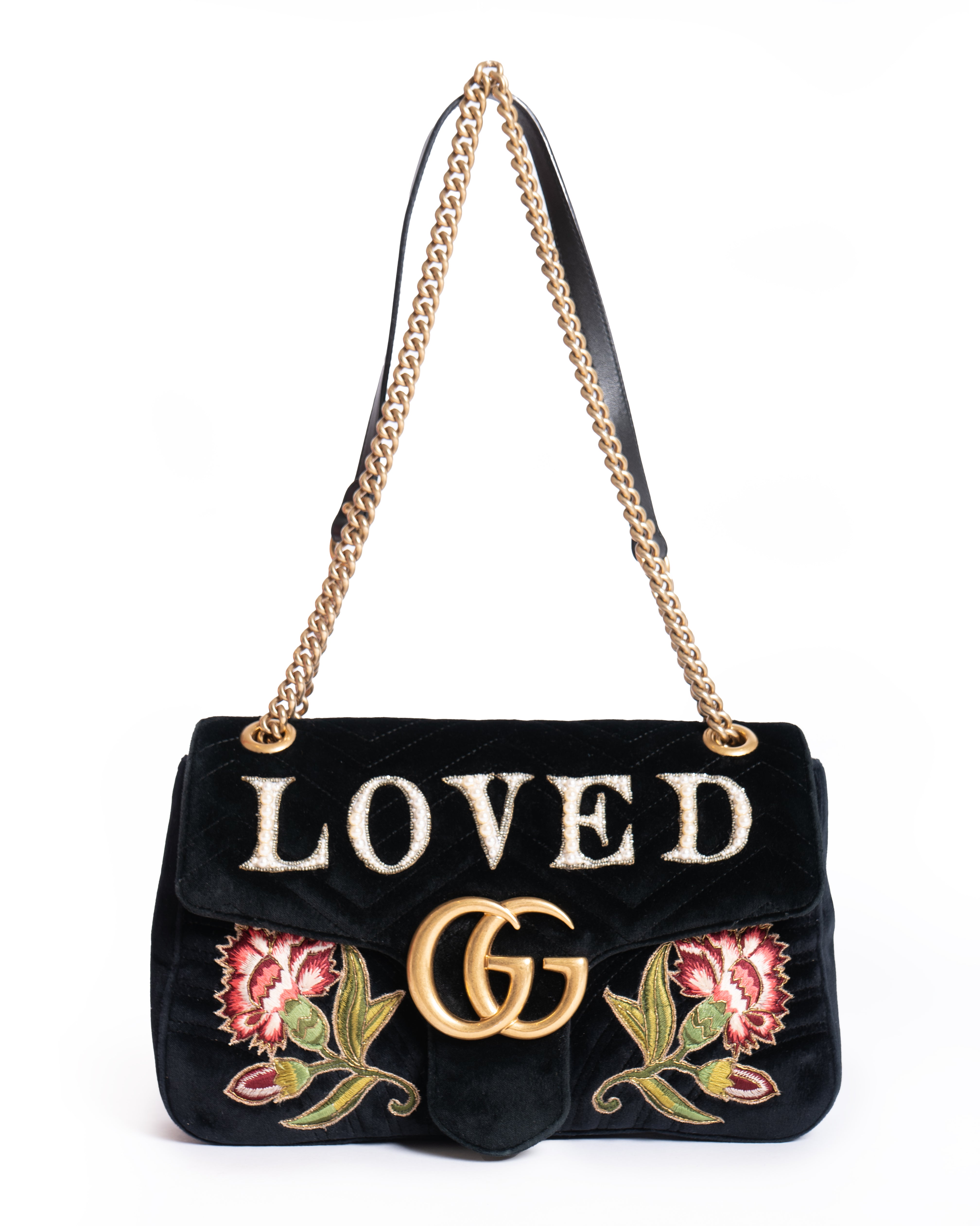 Gucci GG Marmont Flap Velvet Crossbody Bag