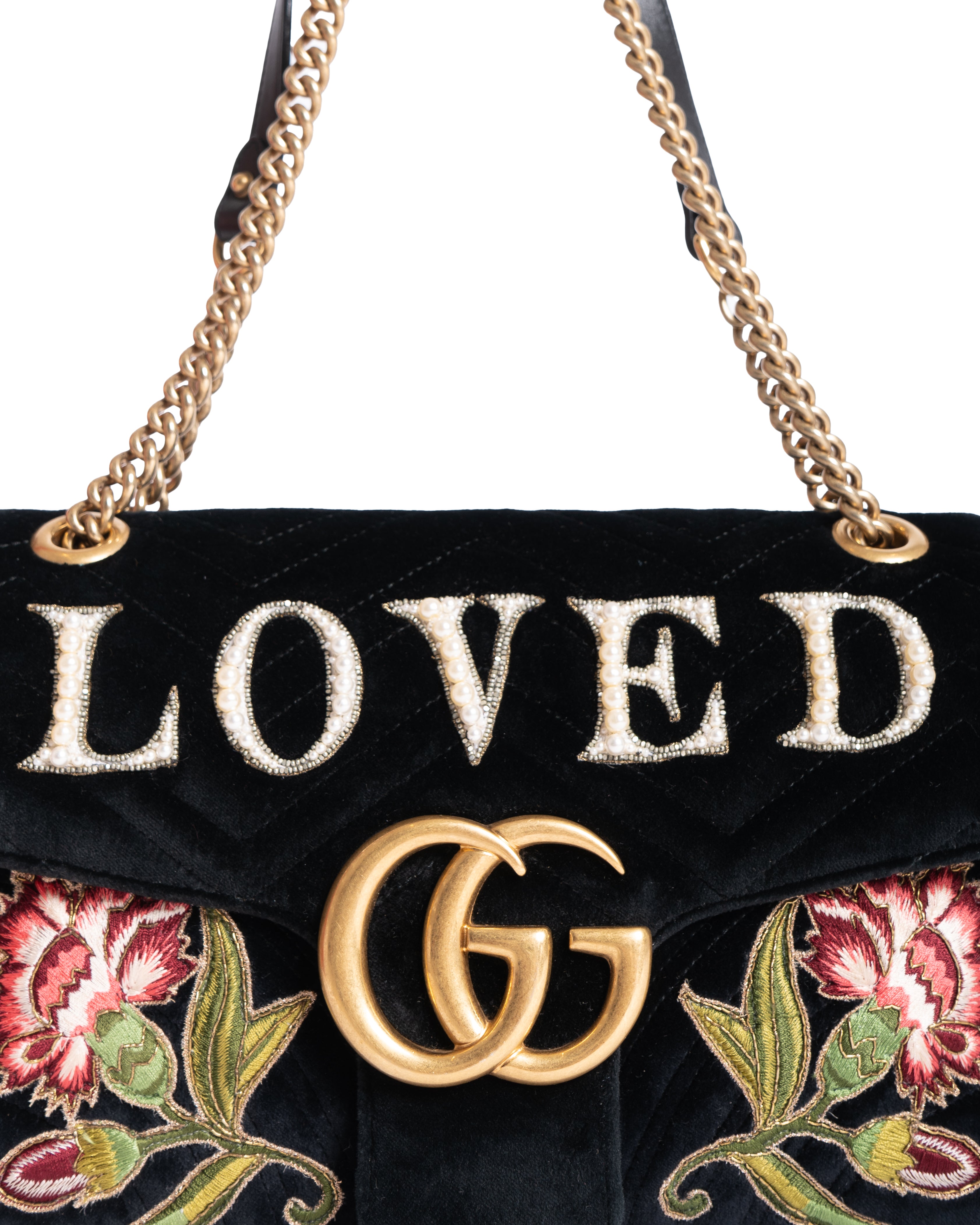 Gucci GG Marmont Flap Velvet Crossbody Bag