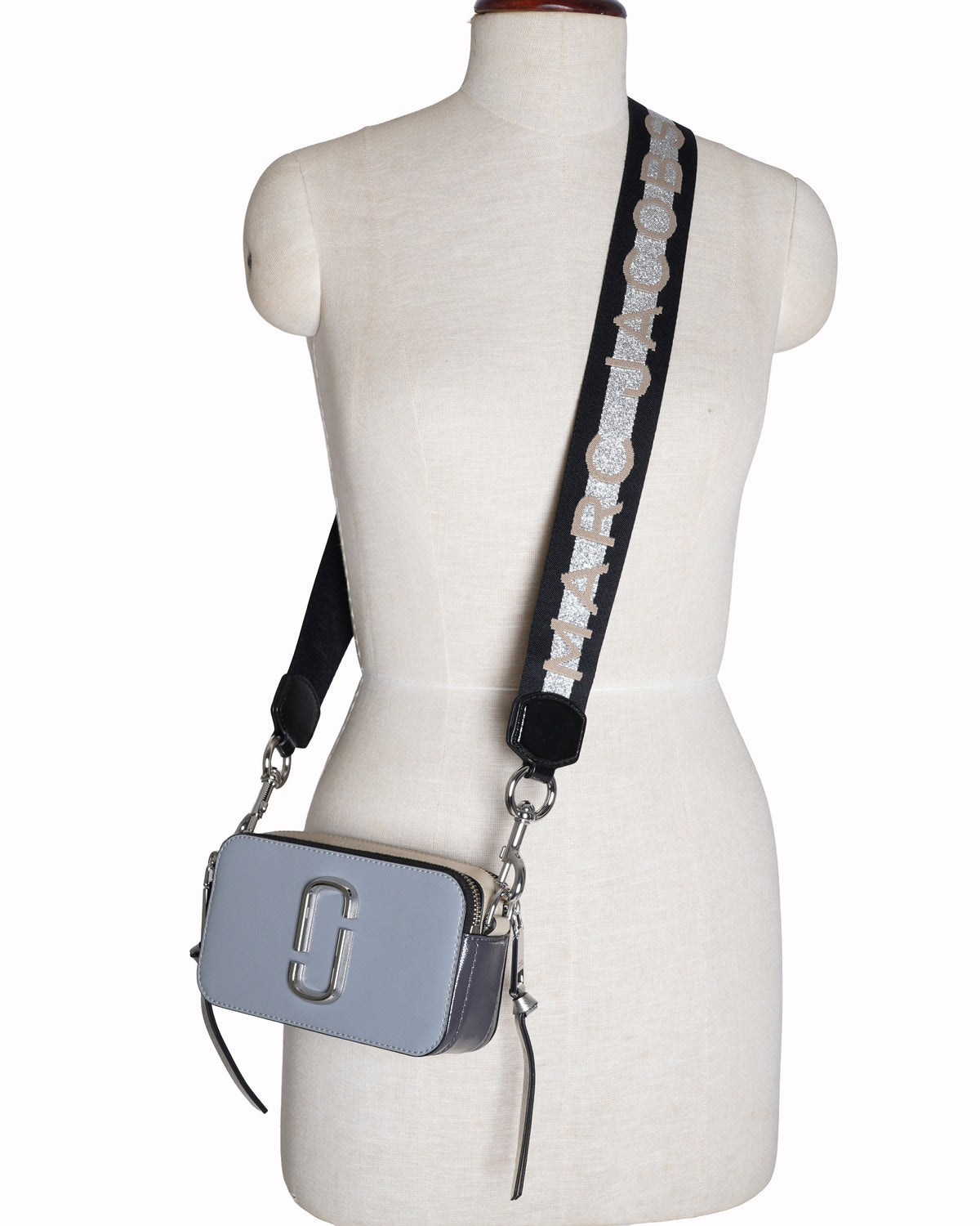 New Marc Jacobs snapshot crossbody bag in grey/beige