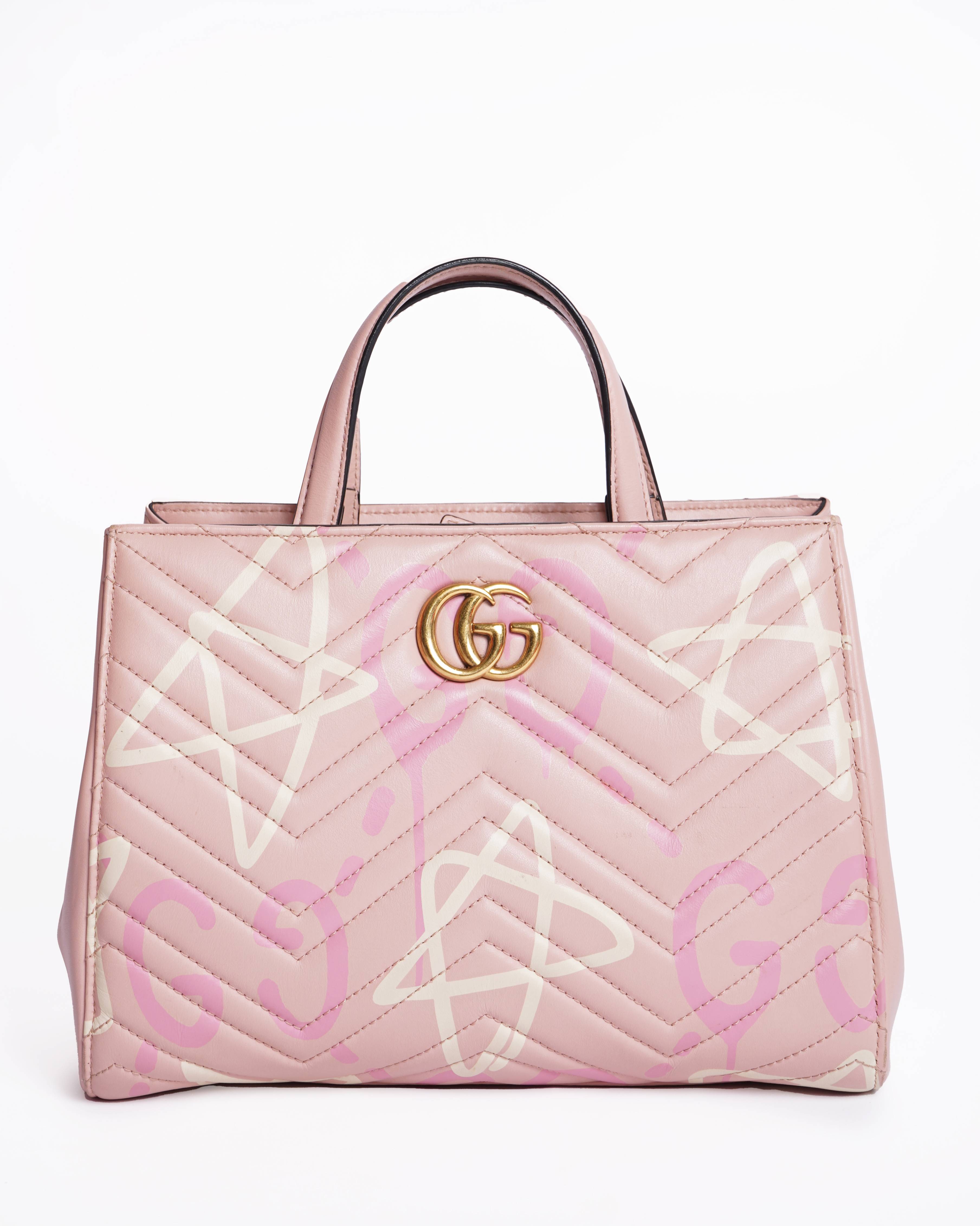 Gucci Pink GG Marmont Matelasse Leather Satchel