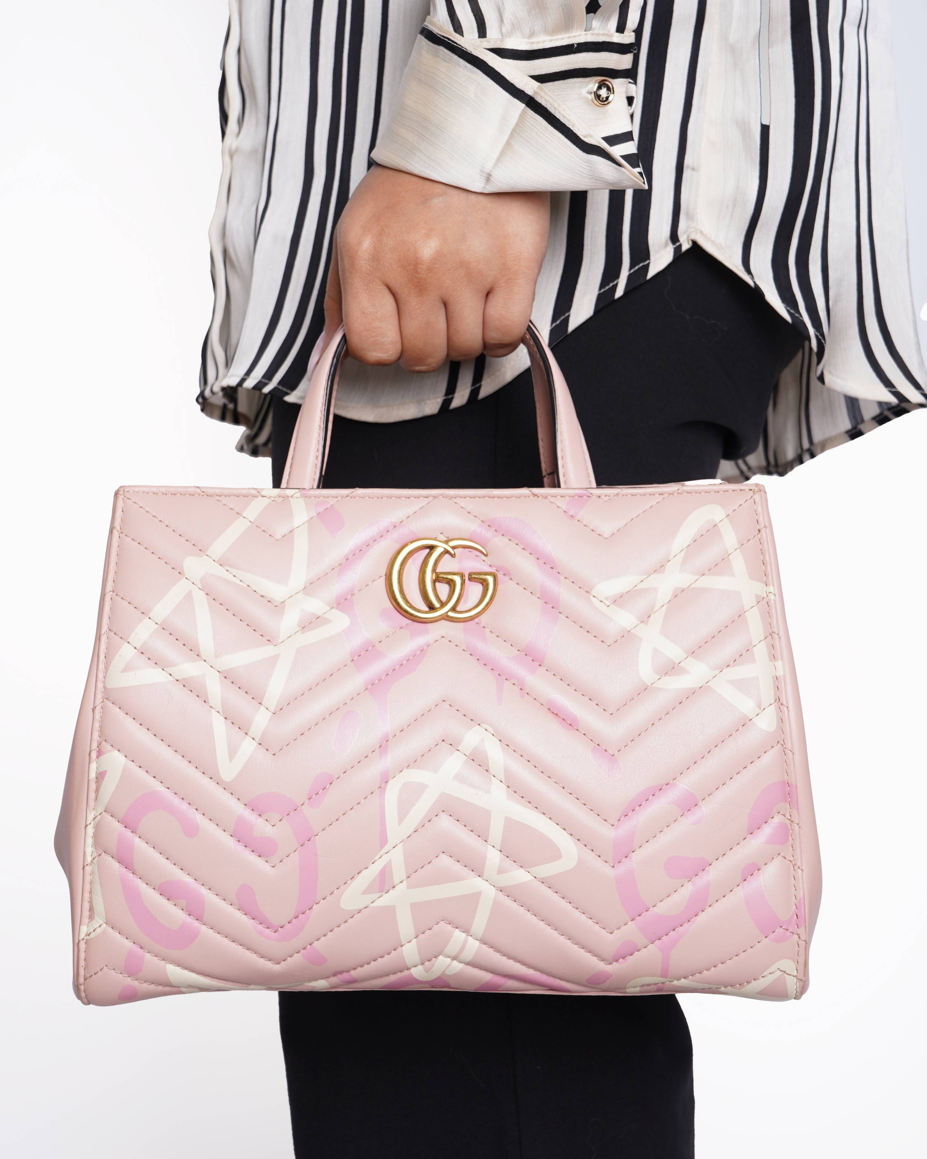 Gucci Pink GG Marmont Matelasse Leather Satchel