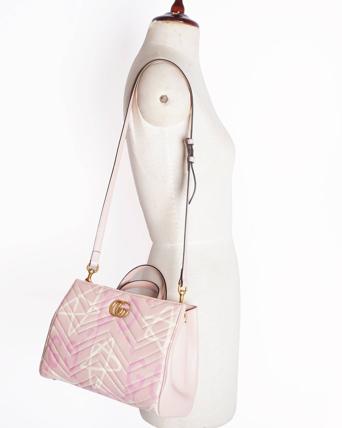Gucci Pink GG Marmont Matelasse Leather Satchel
