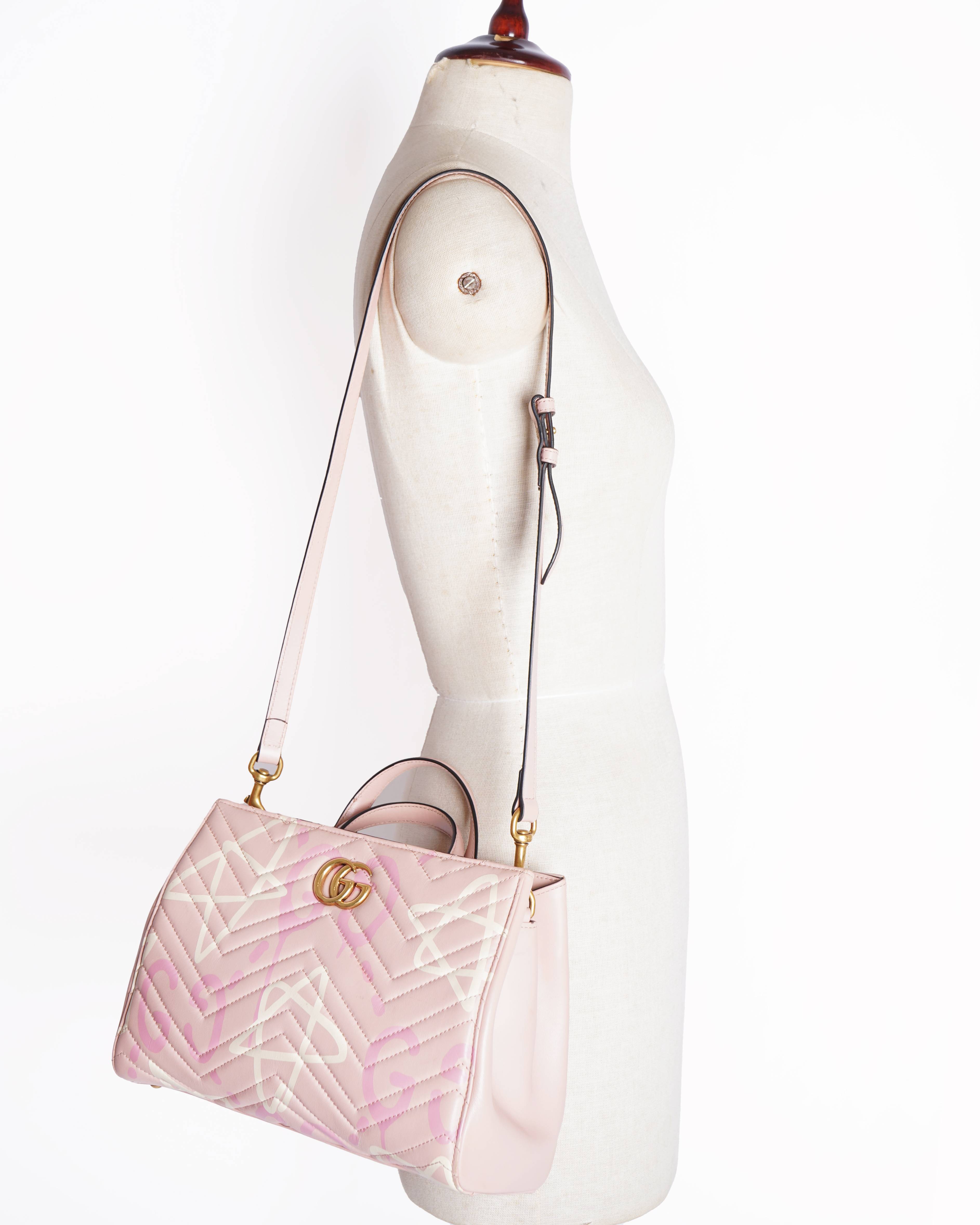Gucci Pink GG Marmont Matelasse Leather Satchel
