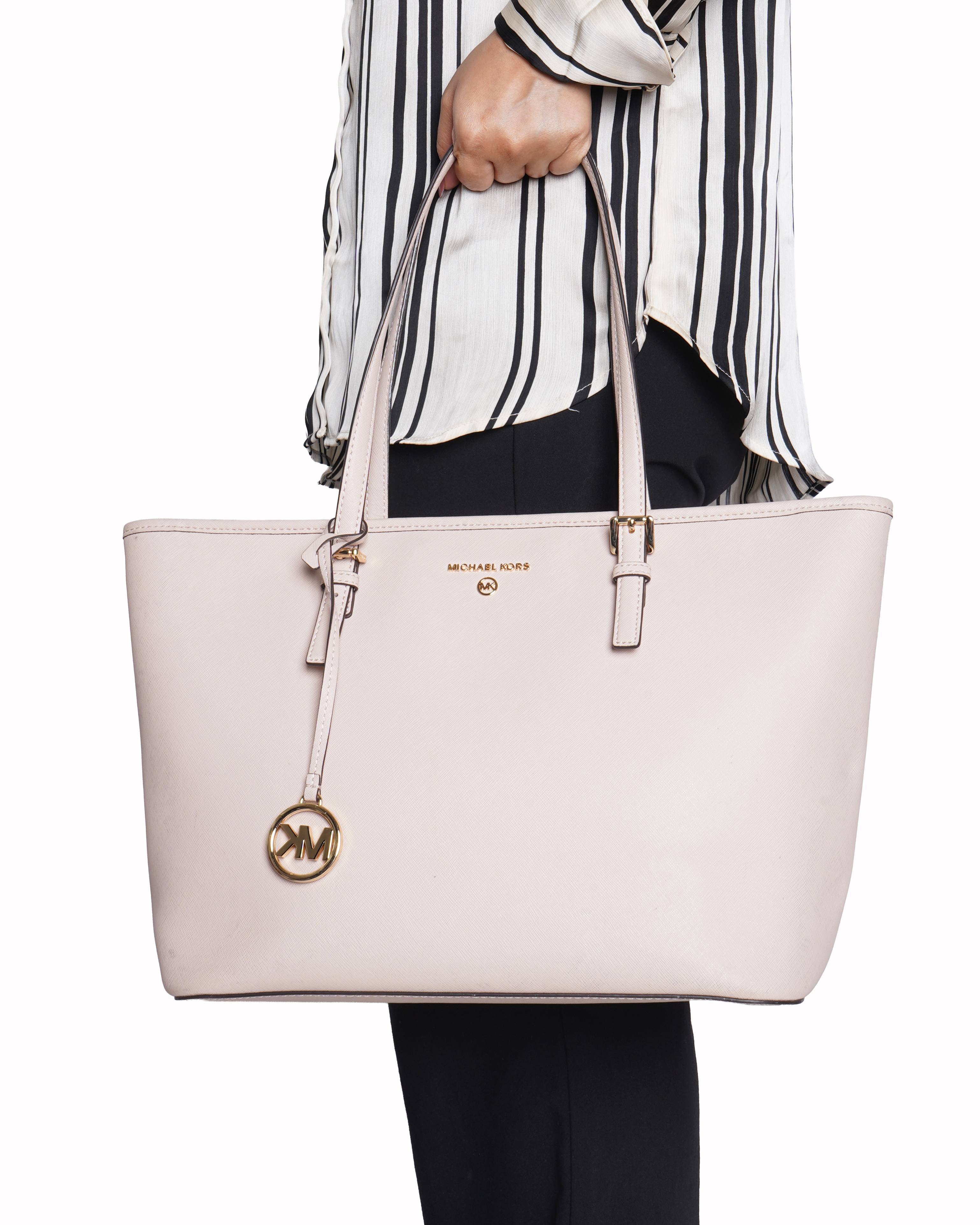 Michael Kors Jet Set Travel Saffiano leather Tote Bag In Pink