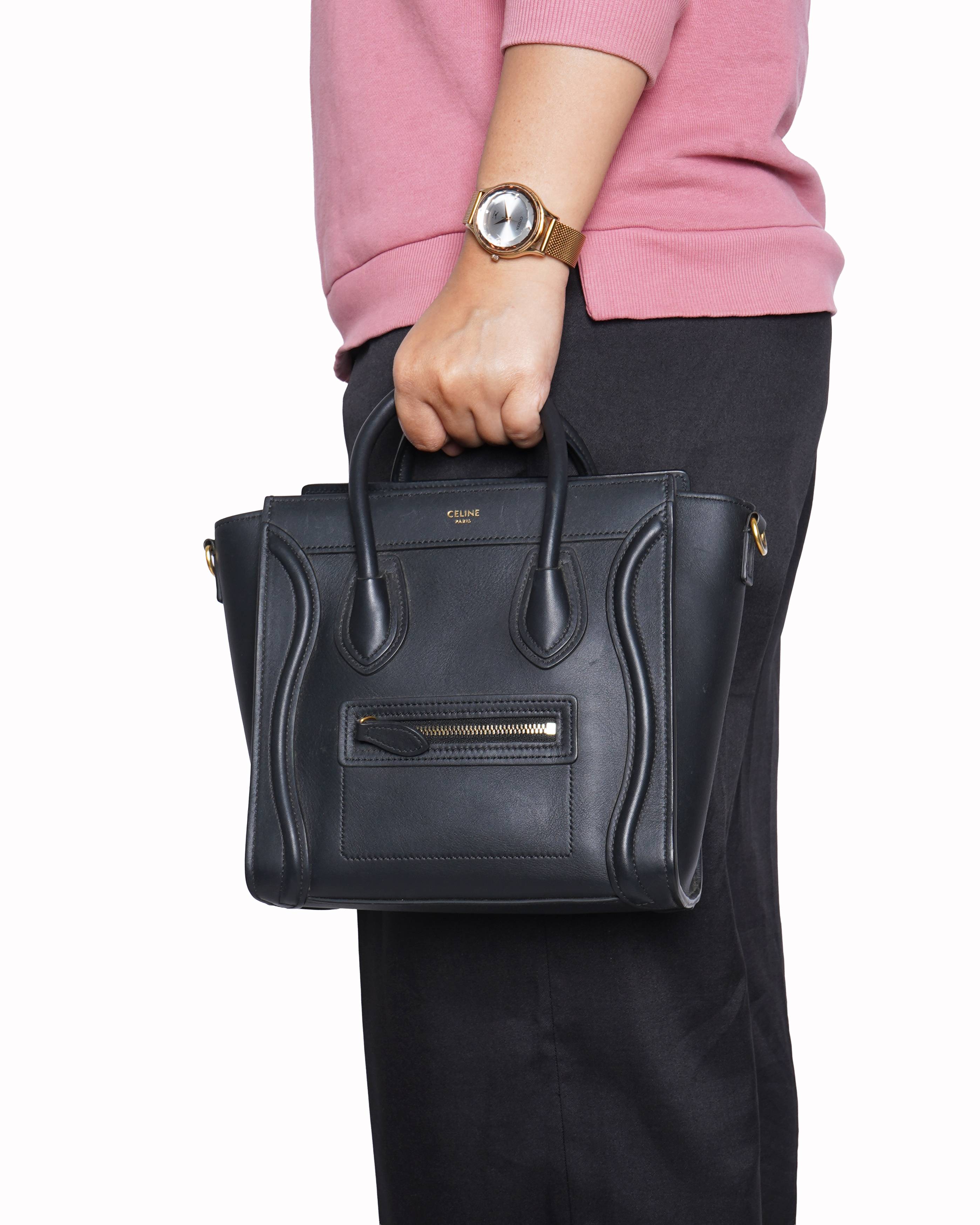 Celine black nano luggage bag