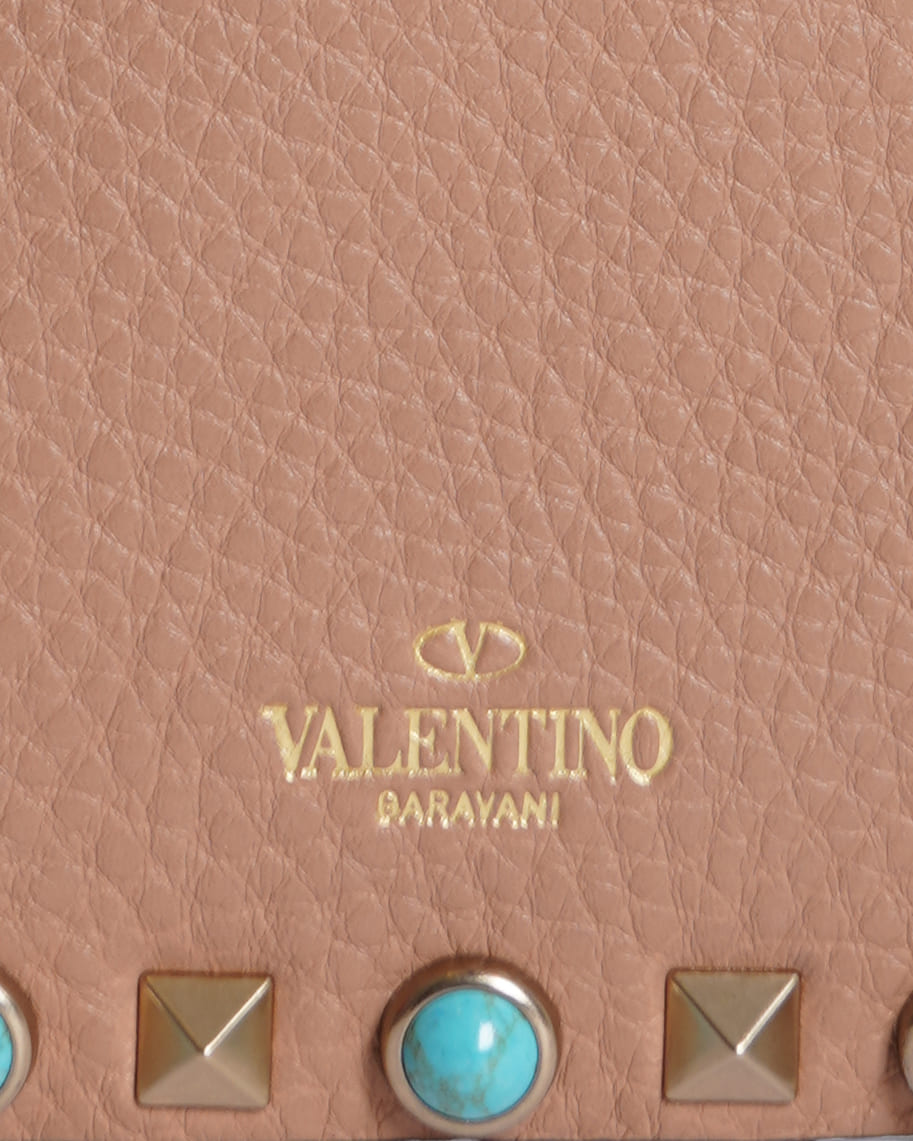 Valentino grained leather rolling rockstud wristlet clutch