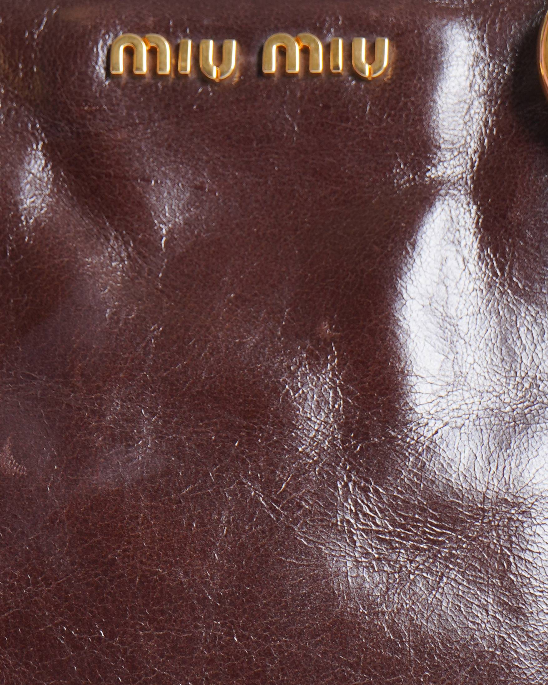 New Miu Miu Vitello shine leather tote Bag