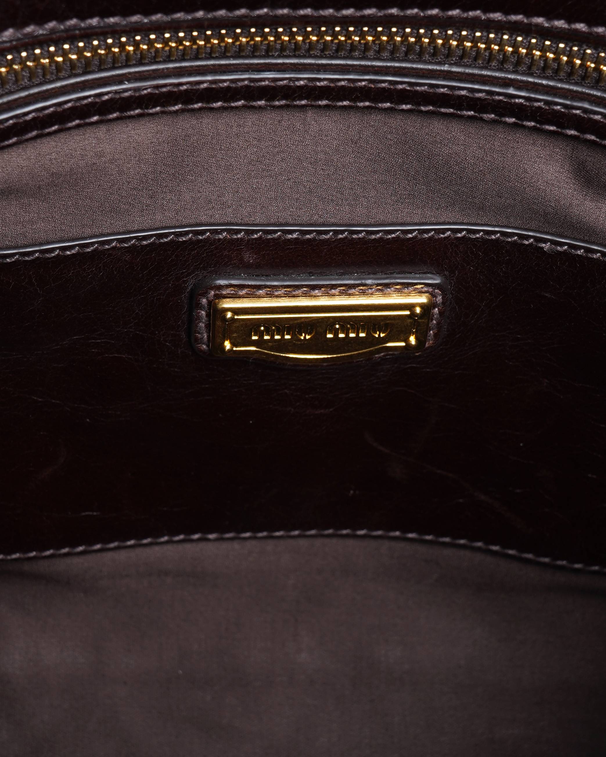 New Miu Miu Vitello shine leather tote Bag