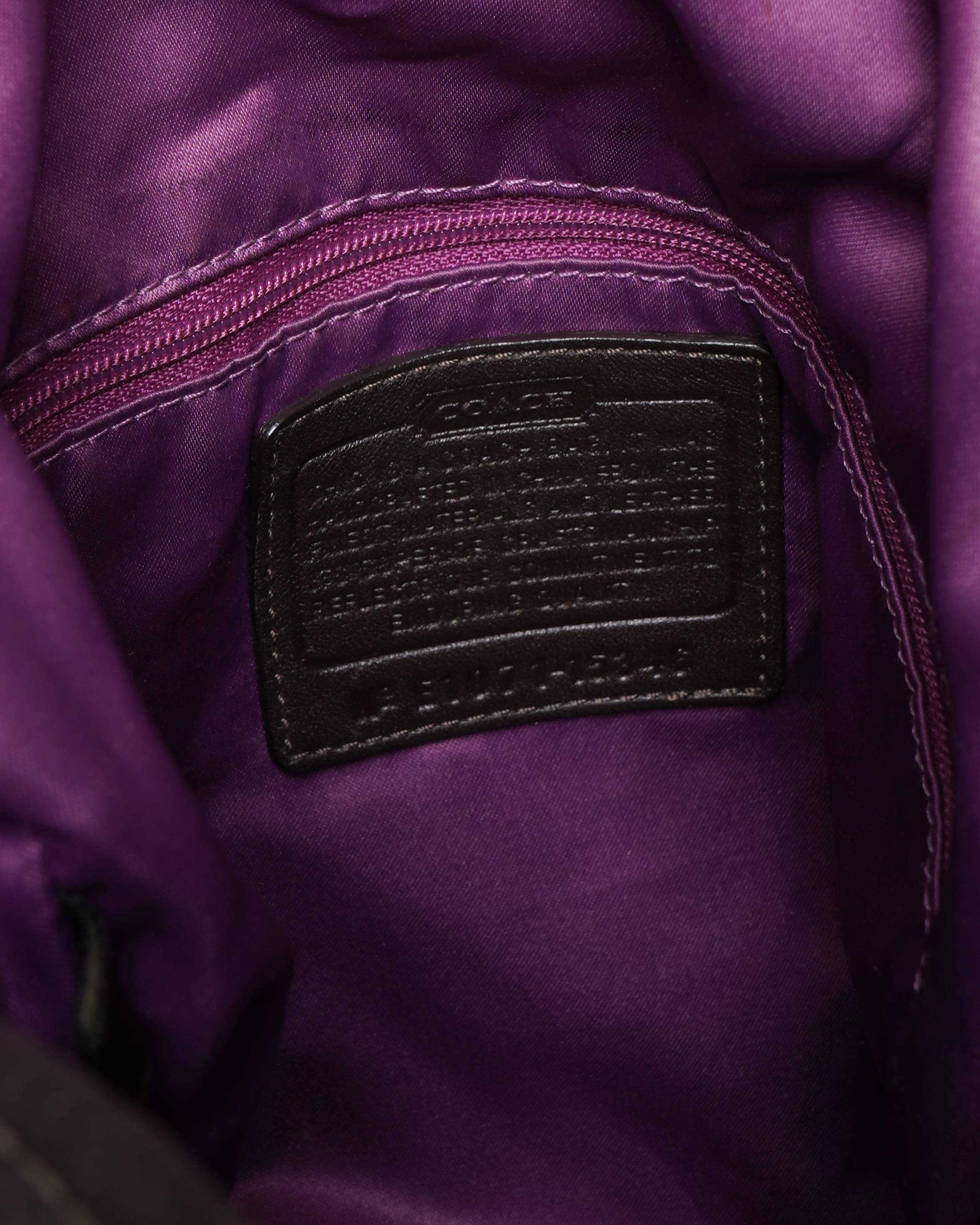 Coach Bag Kristin 15342 Satin Leather Tote Shoulder Bag Brown