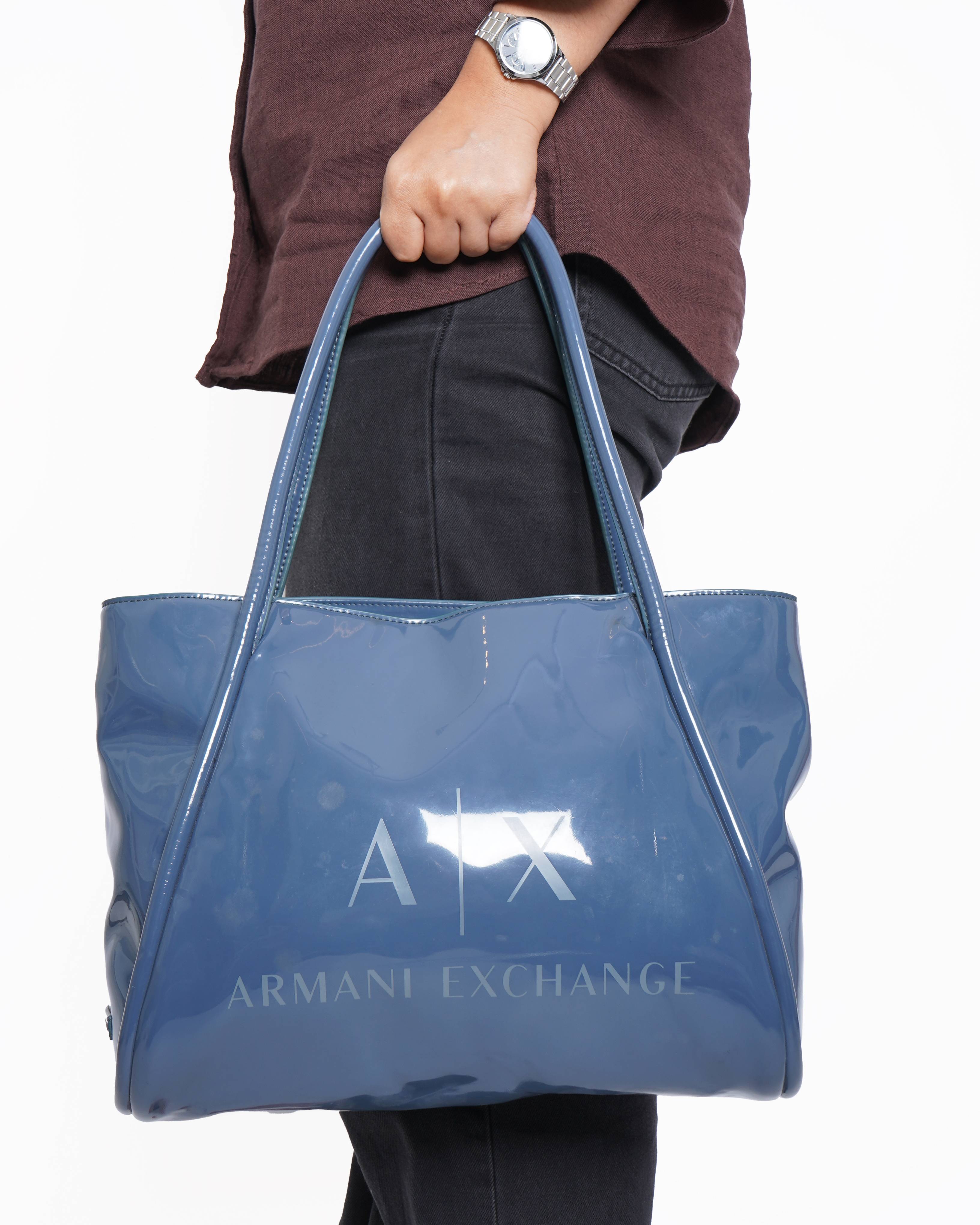 Armani Exchange Glossy Tote Bag with Branding