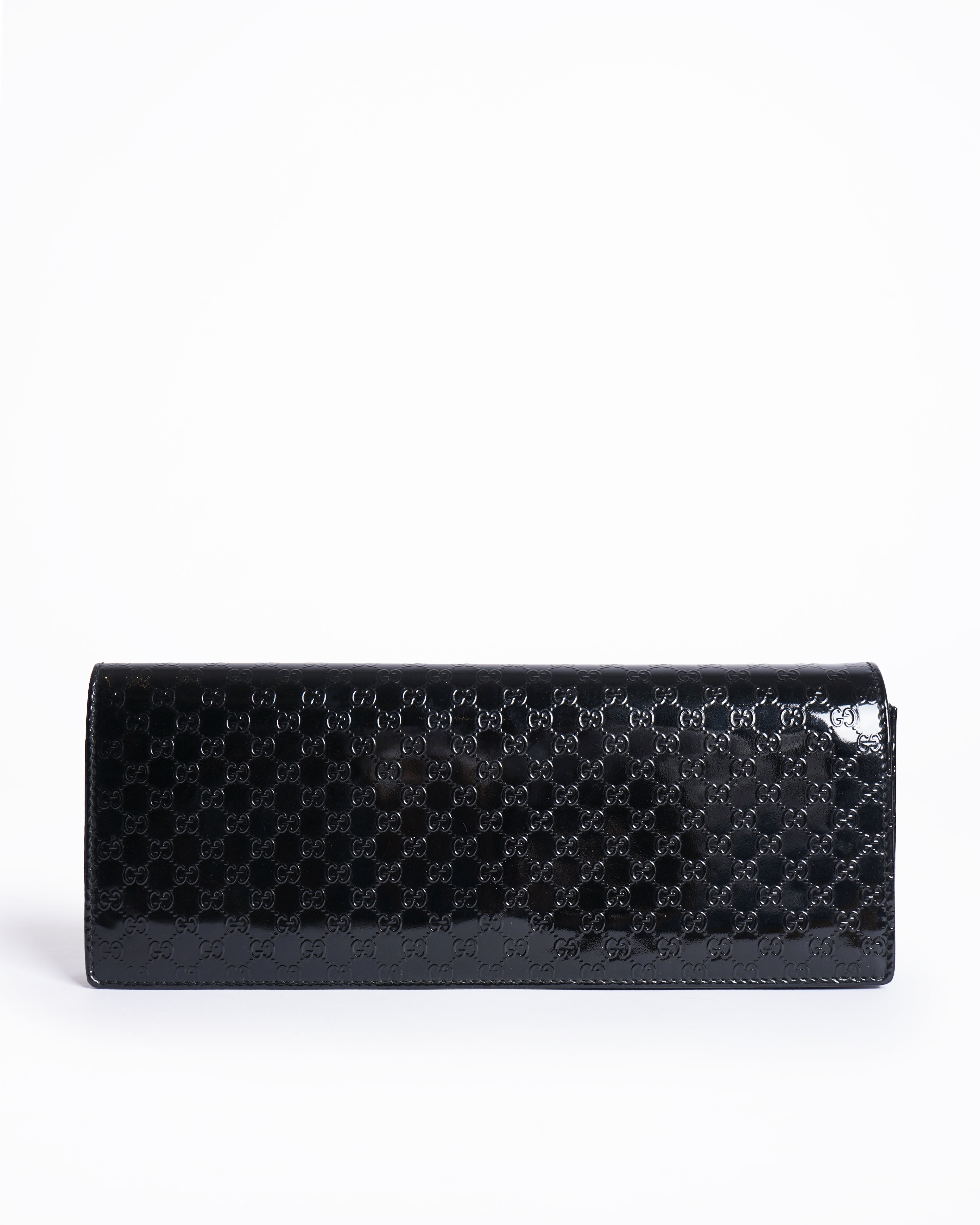 Gucci microguccissima patent leather long wallet in black