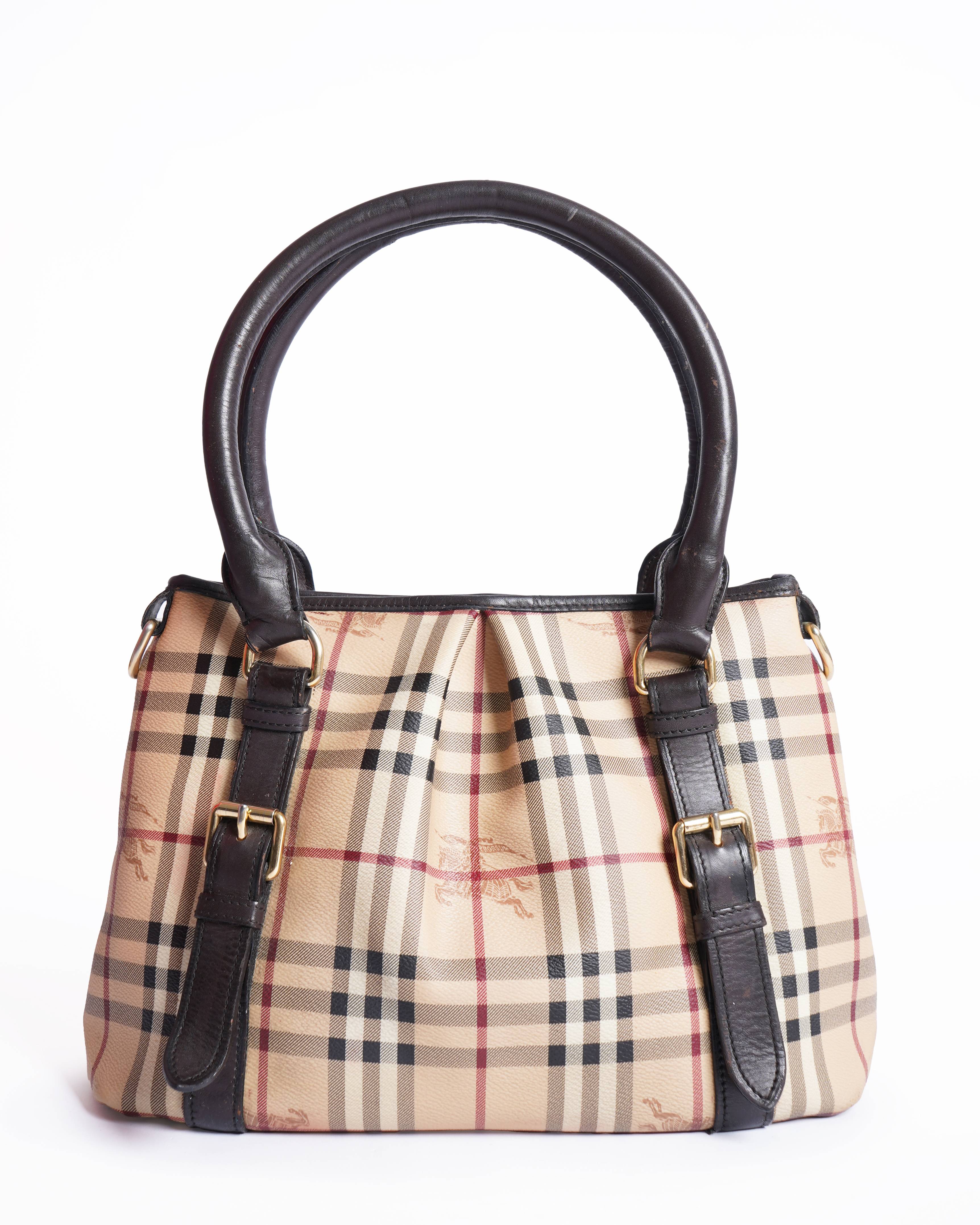 Burberry Beige Haymarket Check Coated Canvas  and Leather Northfield Tote