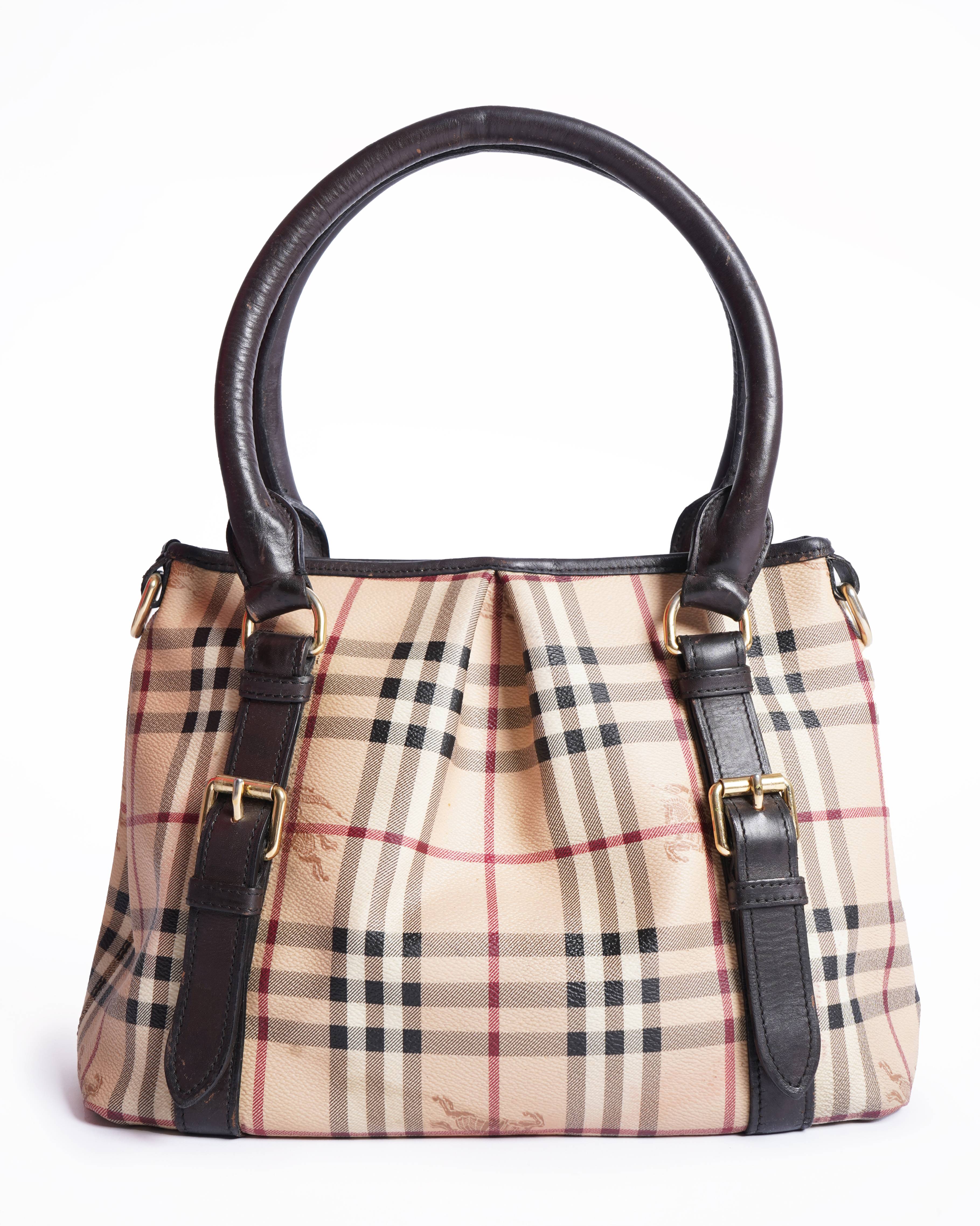Burberry Beige Haymarket Check Coated Canvas  and Leather Northfield Tote