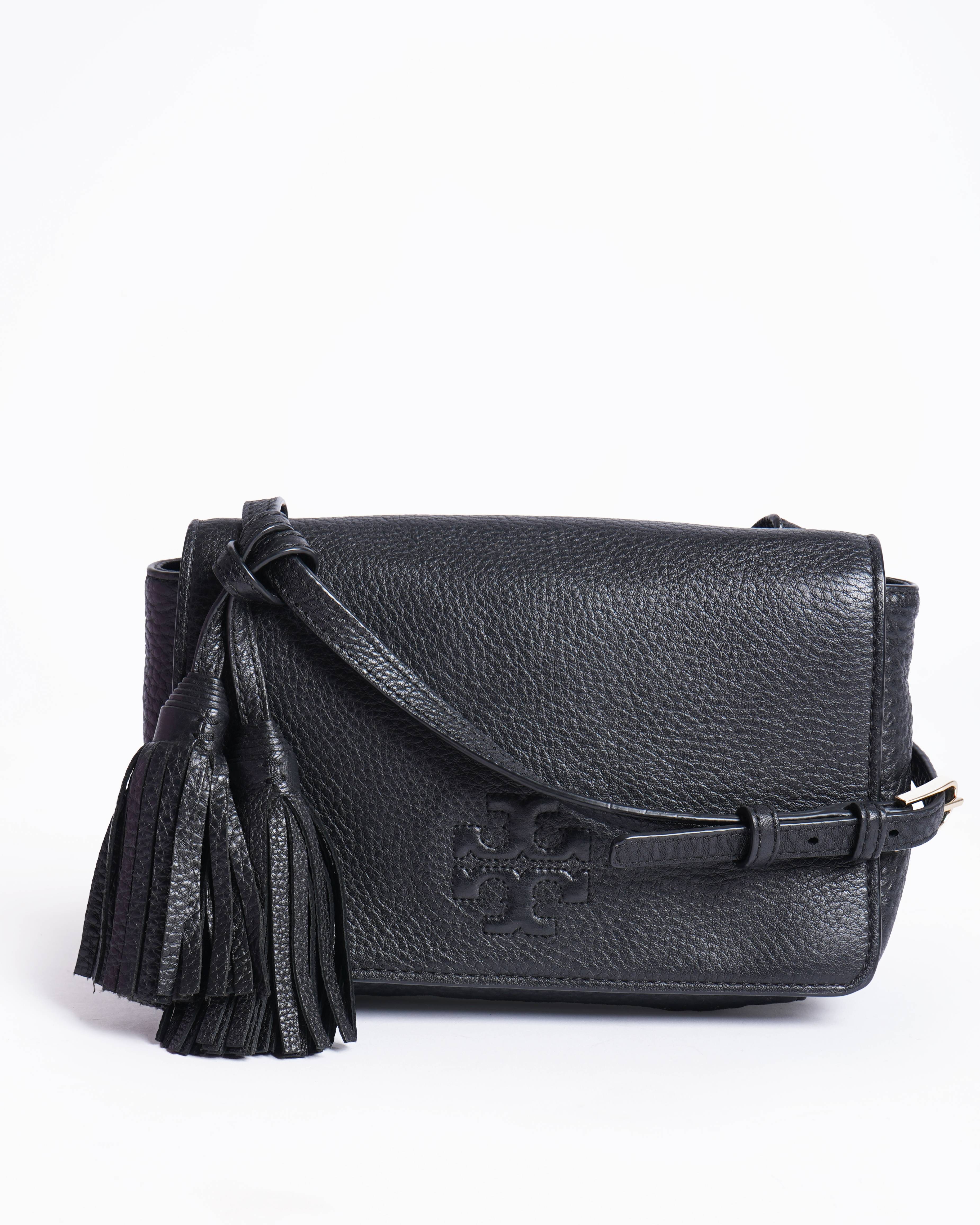 Tory burch black leather crossbody bag