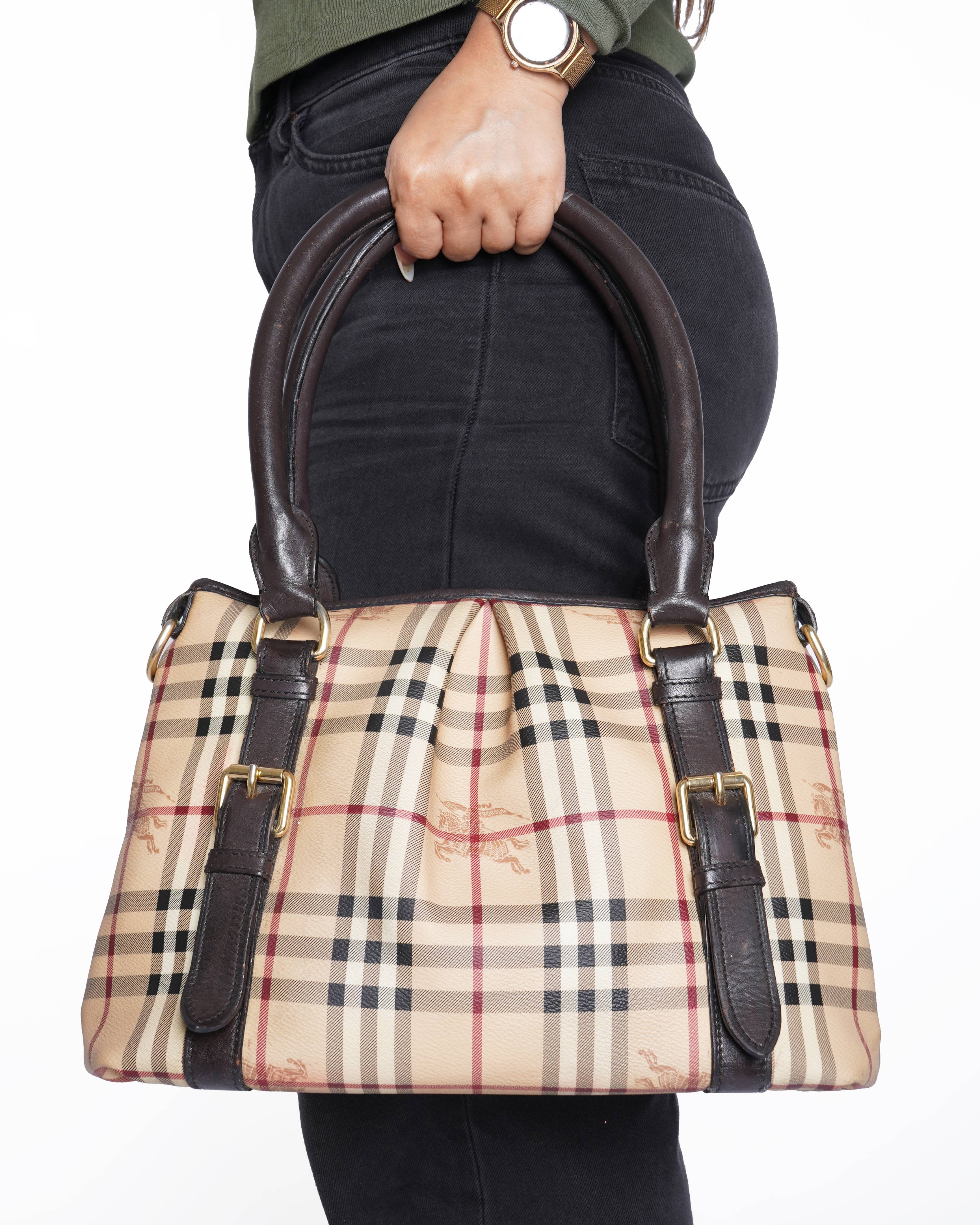 Burberry Beige Haymarket Check Coated Canvas  and Leather Northfield Tote