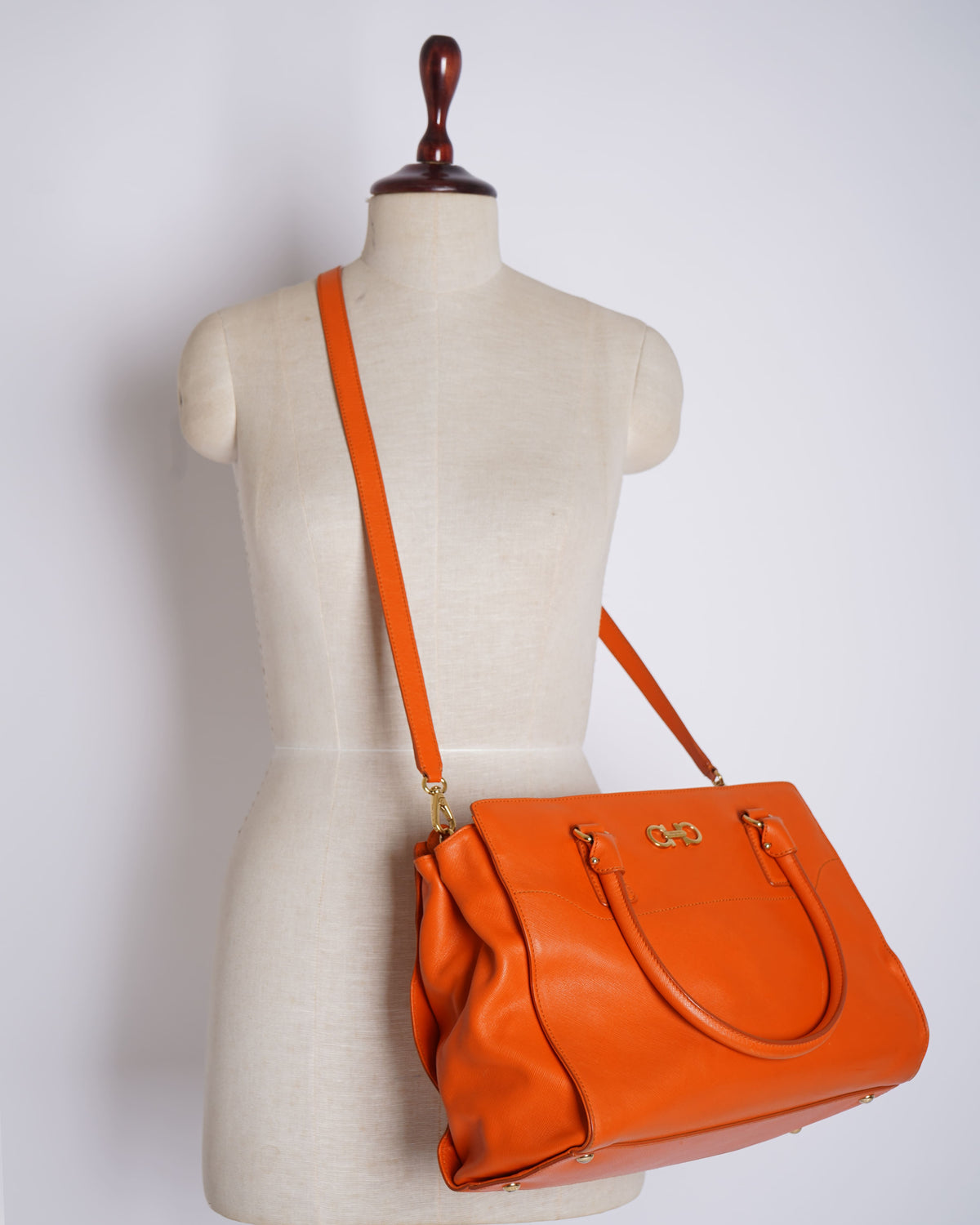 Salvatore Ferragamo Orange Gancio Tote