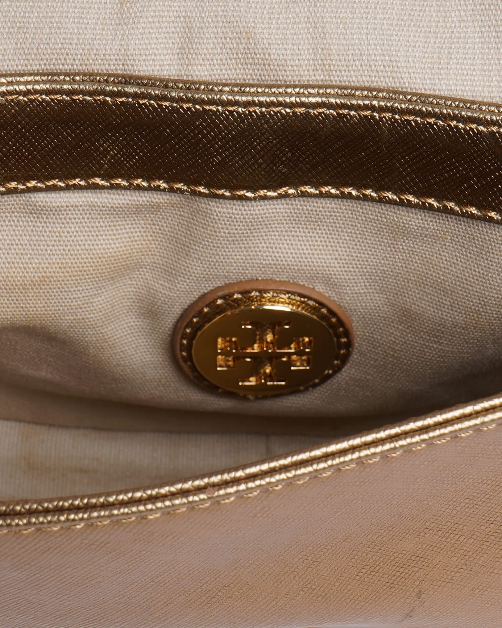 Tory Burch Gold Tone Flap Shoulder Bag