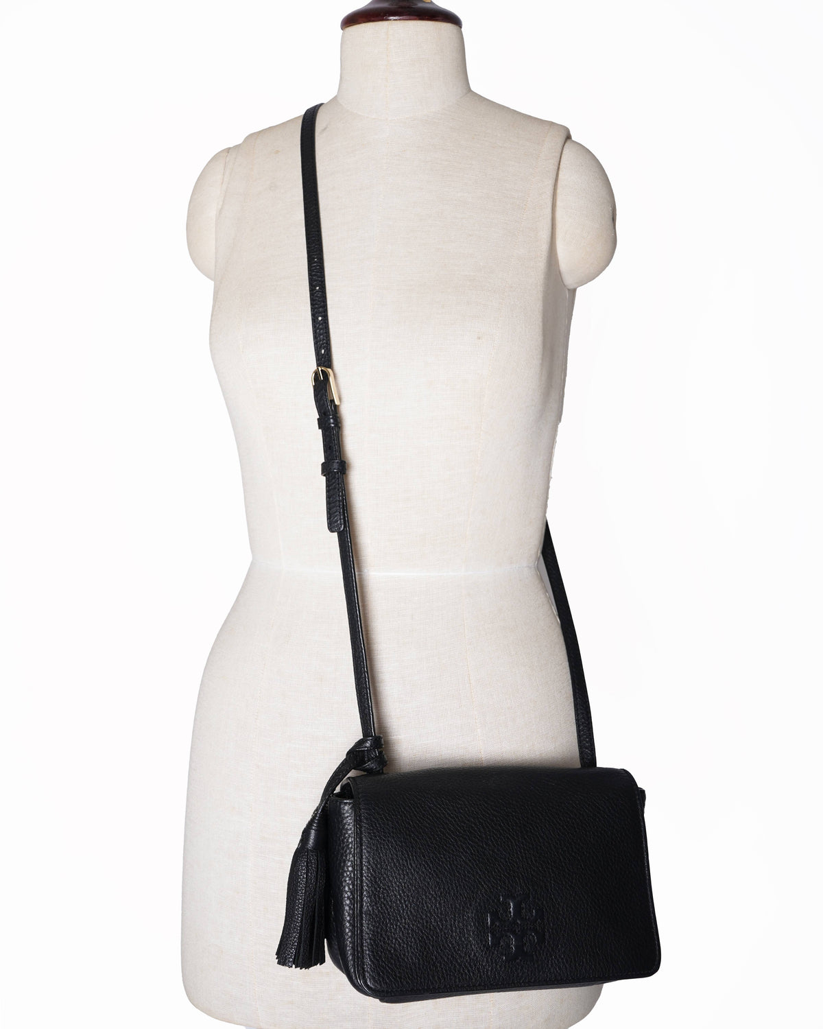 Tory burch black leather crossbody bag