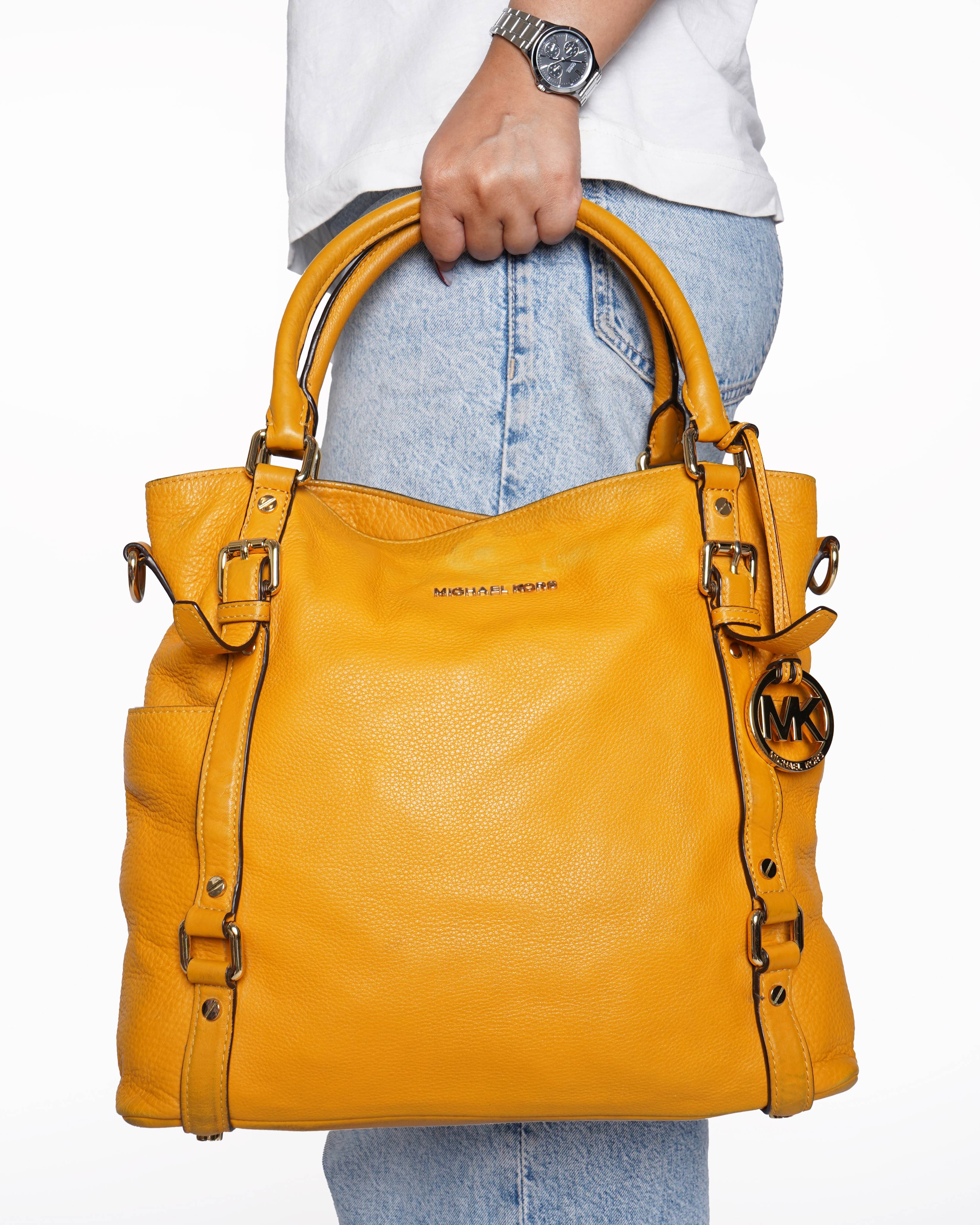 Michael Kors mustard yellow tote bag