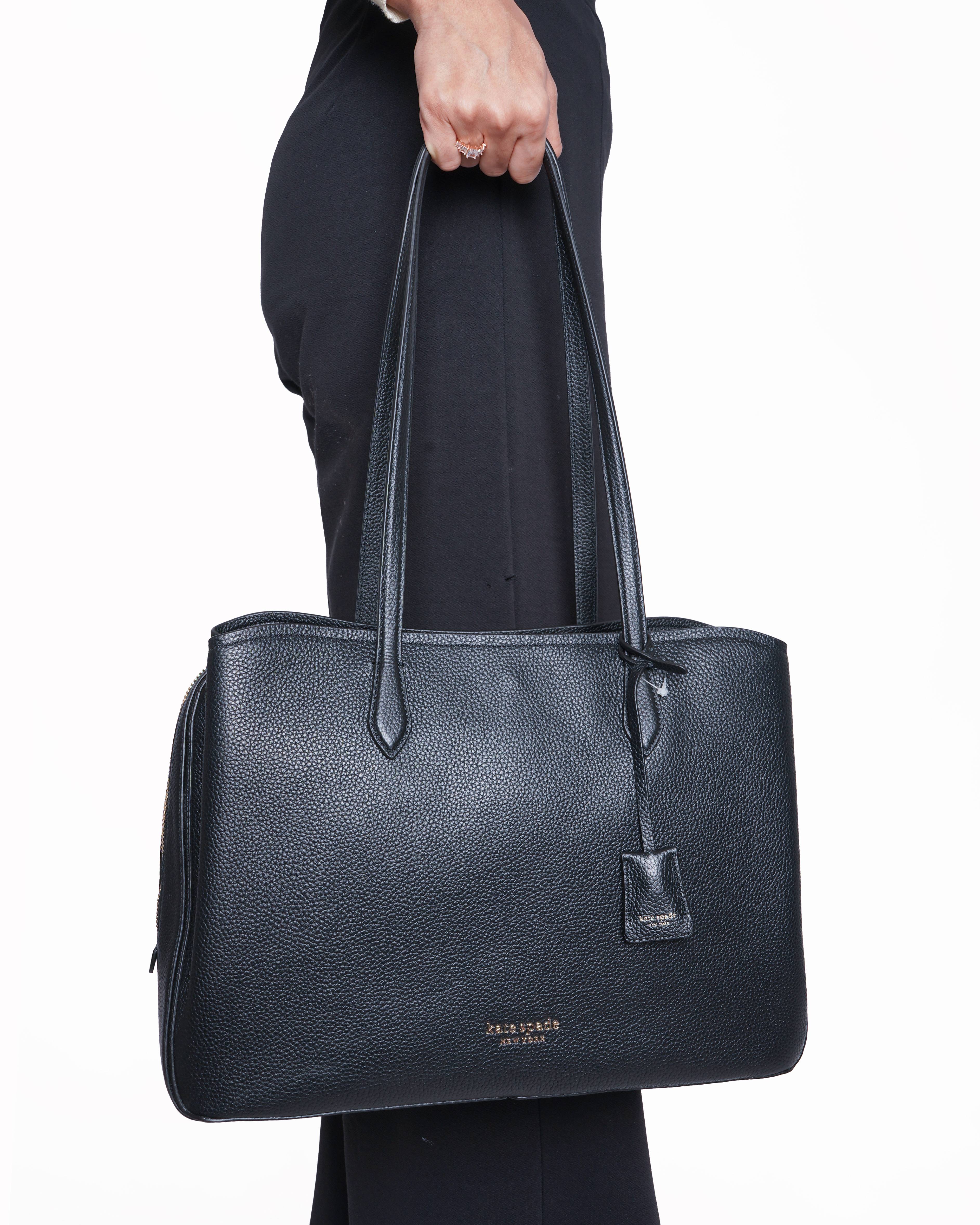 New Kate spade large black pebbled leather work bag
